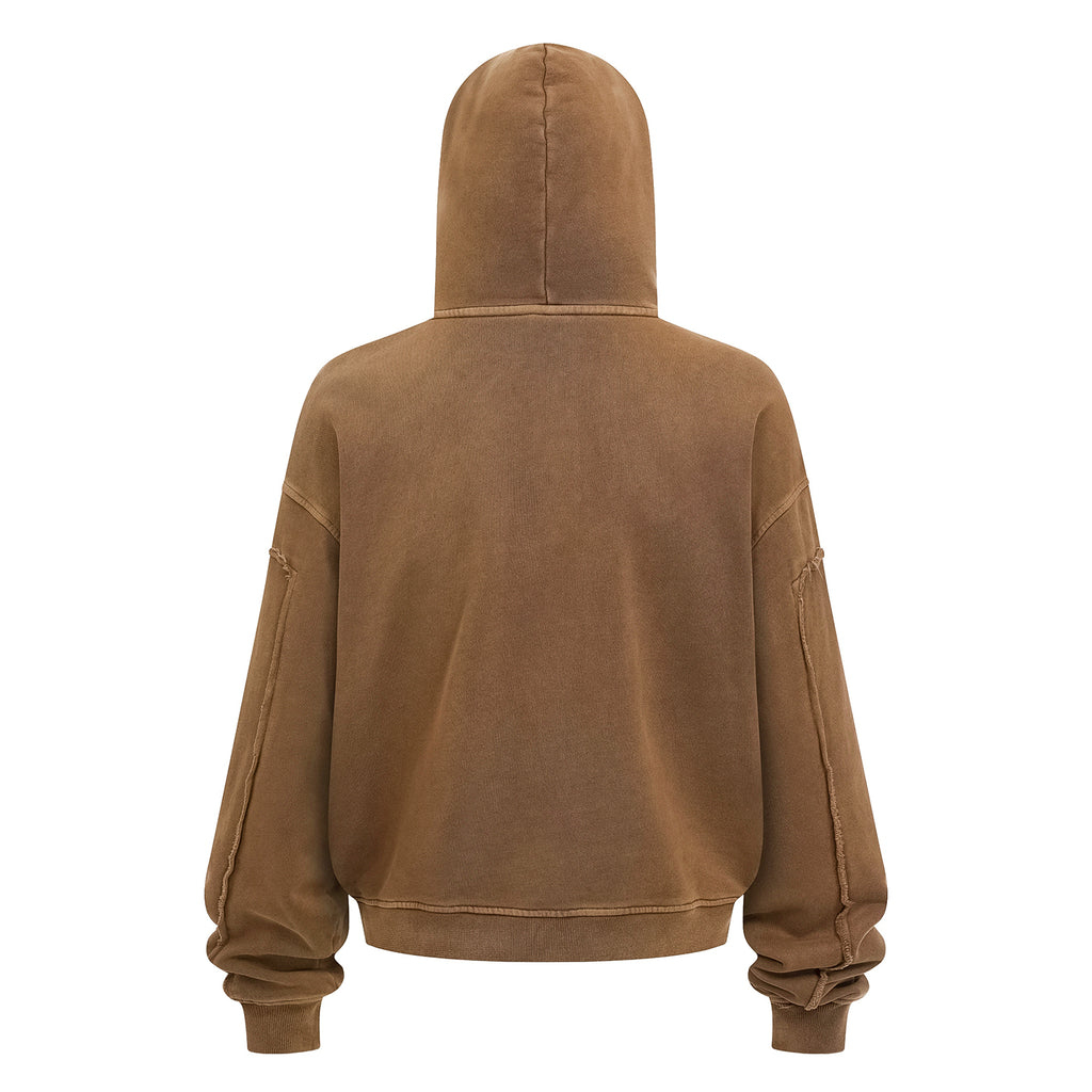 Vintage Street Asute Dye Brown Zipper Hoodies
