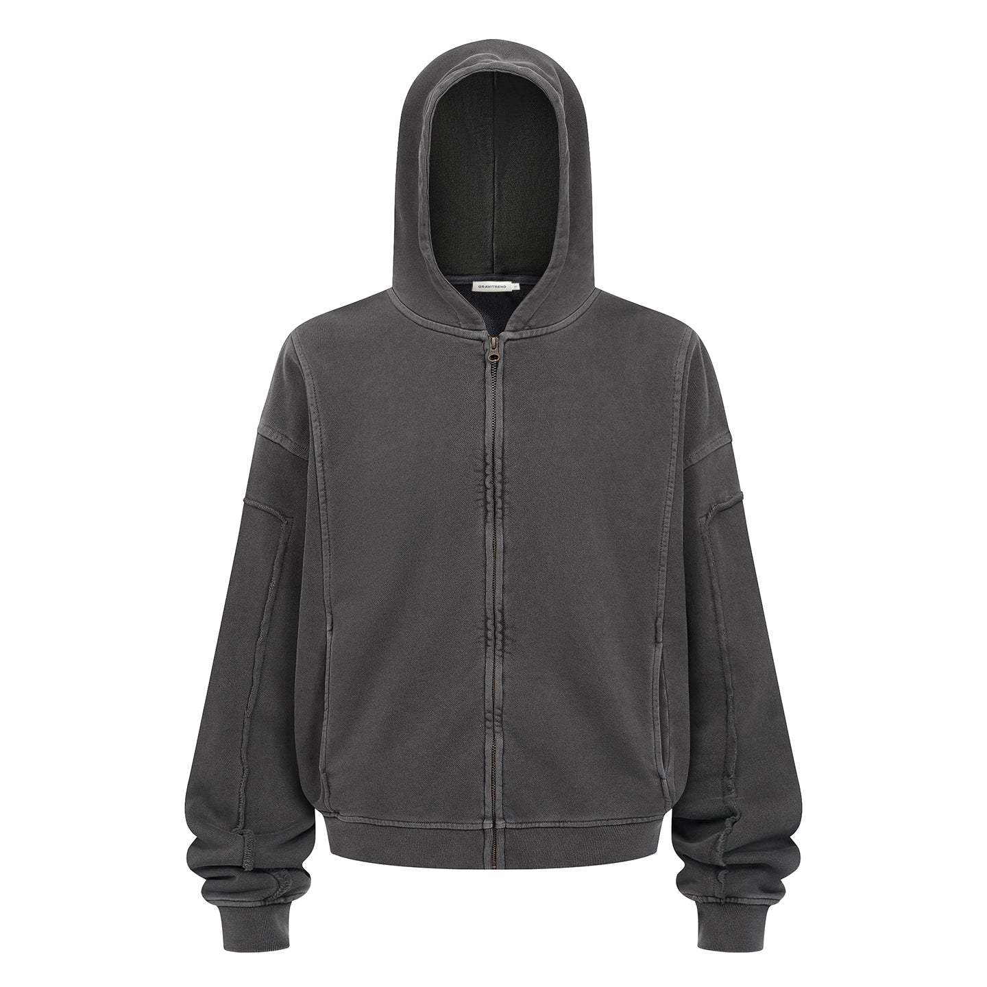 Vintage Street Asute Dye Dark Grey Zipper Hoodies