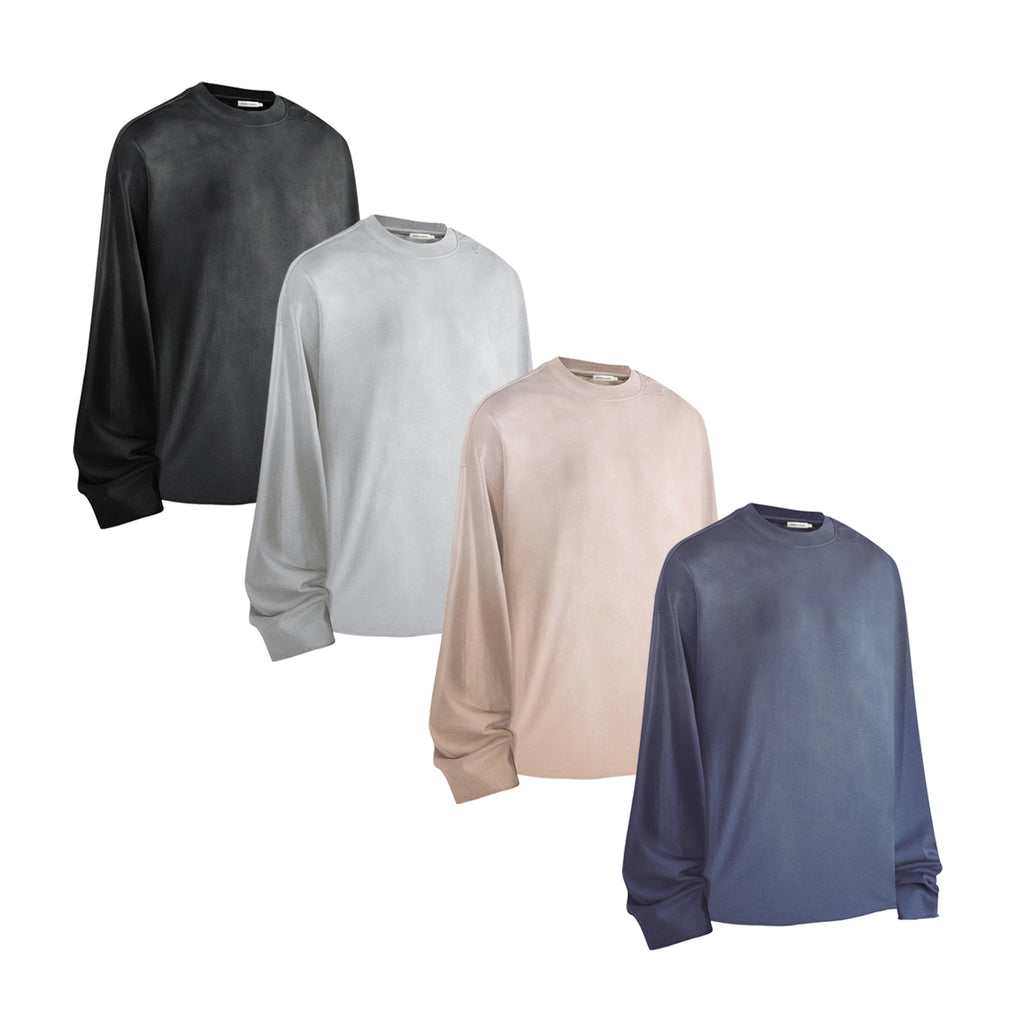280G Casual Spray Roll Edge  Long Sleeve T Shirt