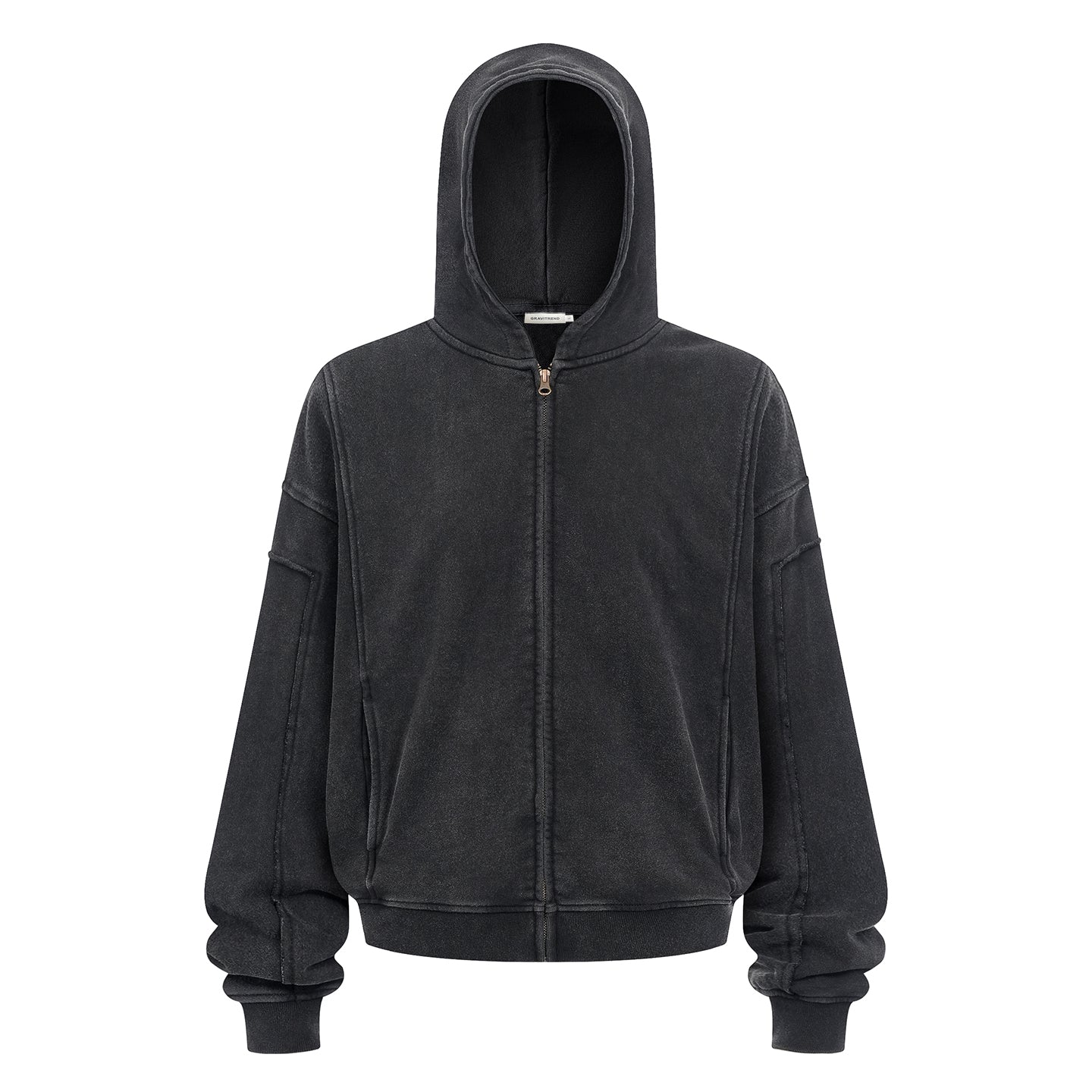 Vintage Street Asute Dye Black Zipper Hoodies