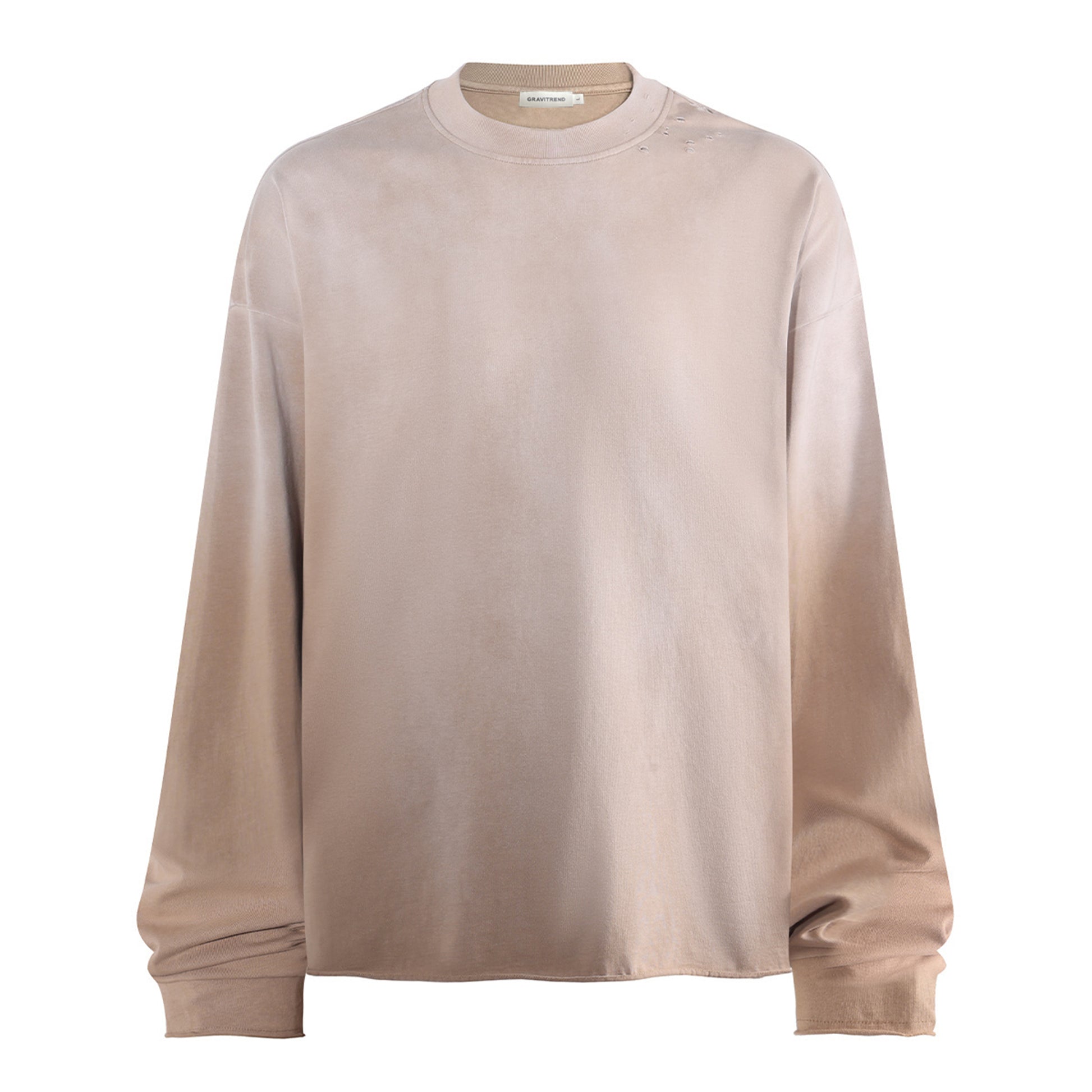 280G Casual Spray Roll Edge  Long Sleeve T Shirt