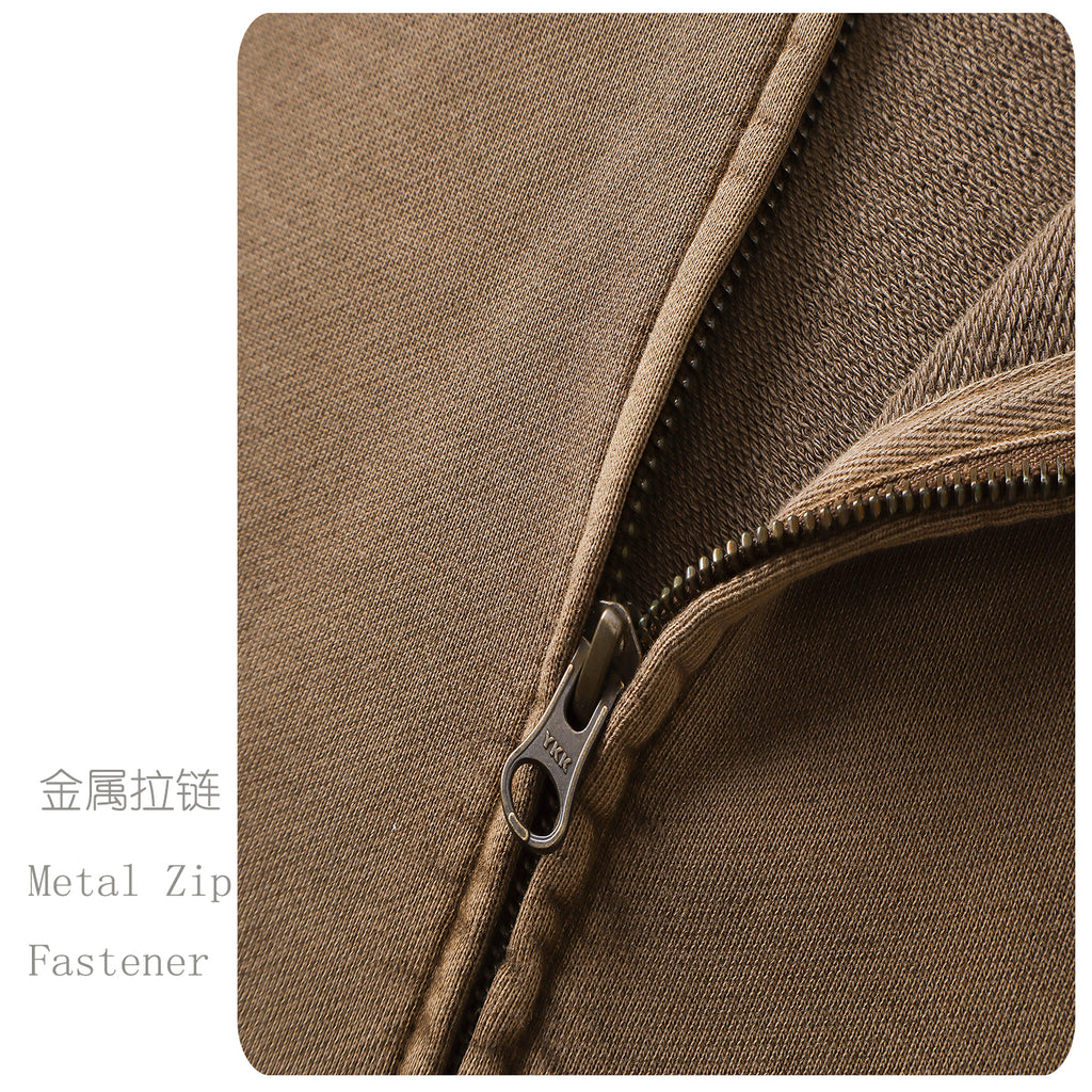 Vintage Street Asute Dye Brown Zipper Hoodies