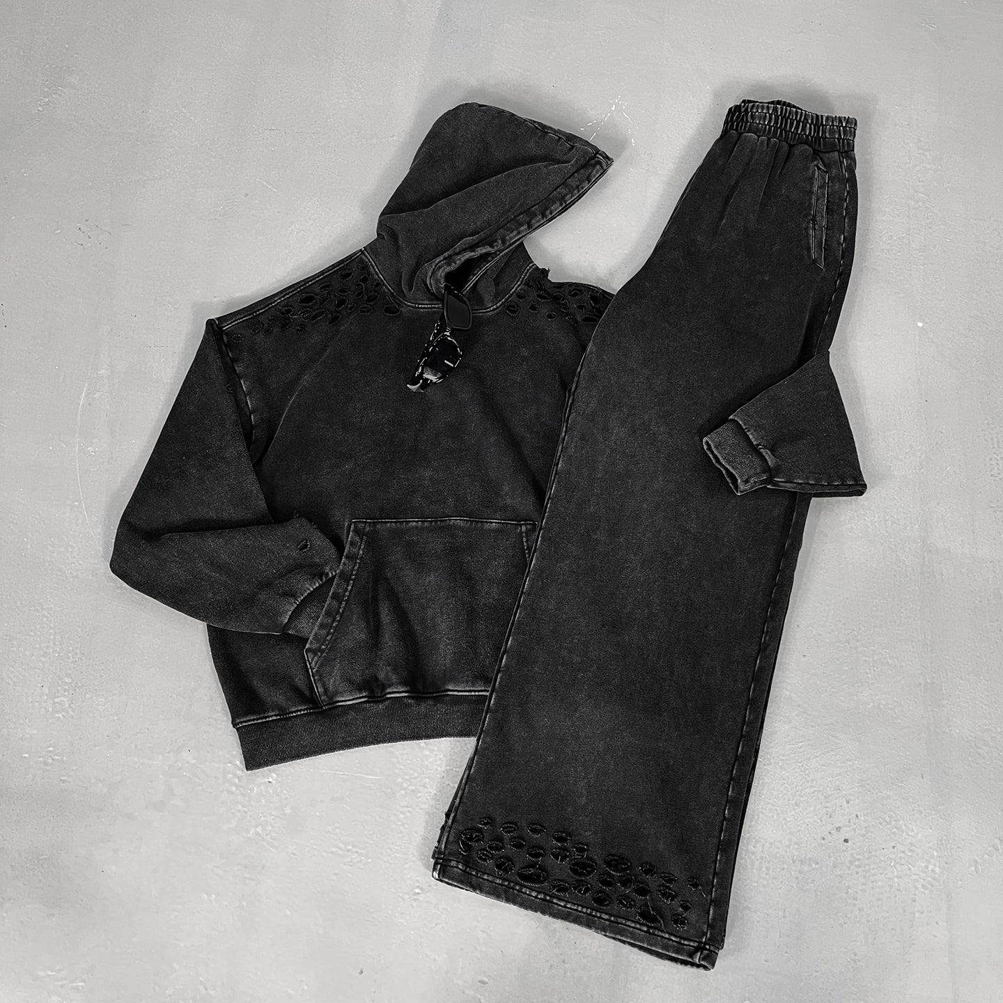 400G Snow Wash Cutting Street Vintage Hoodies