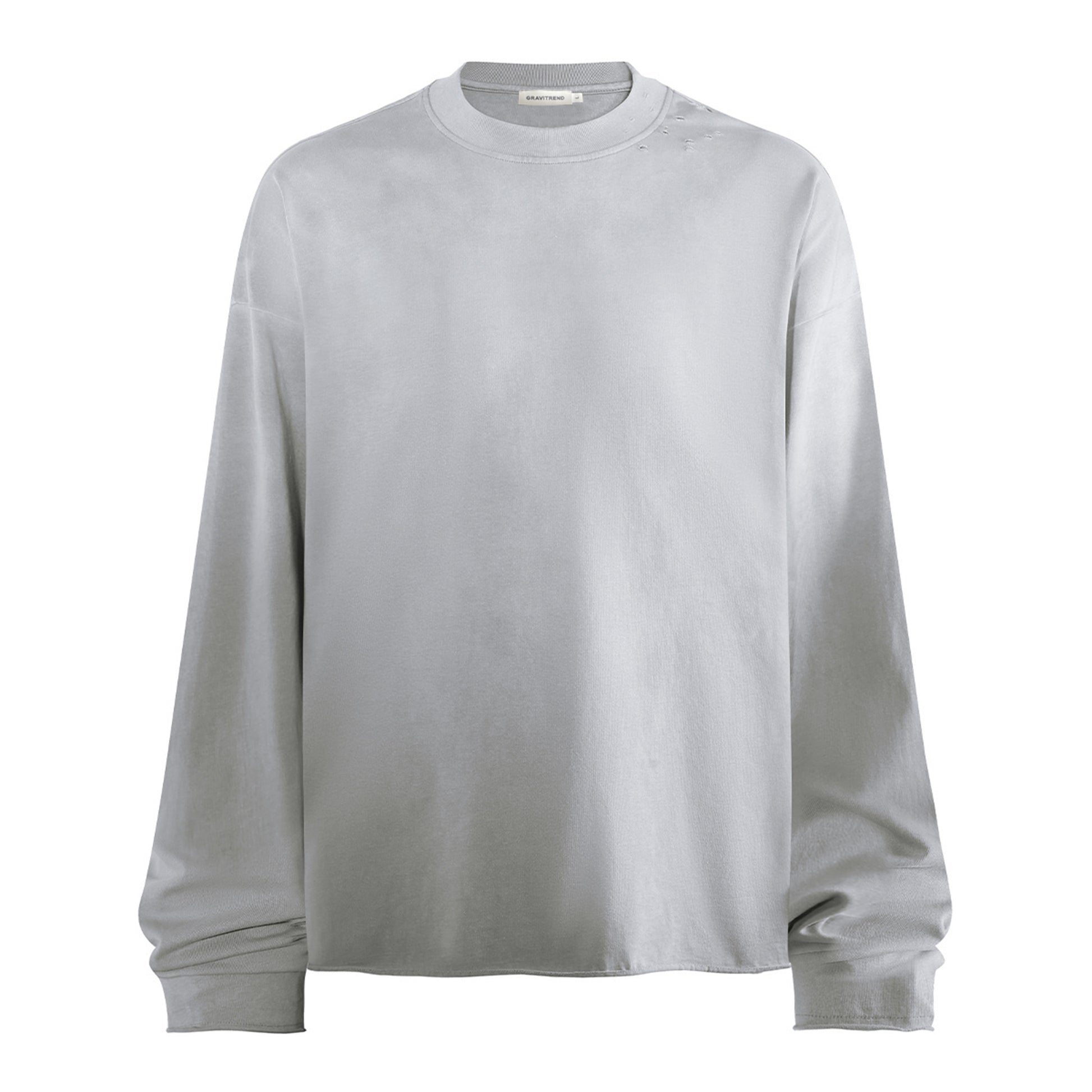 280G Casual Spray Roll Edge  Long Sleeve T Shirt