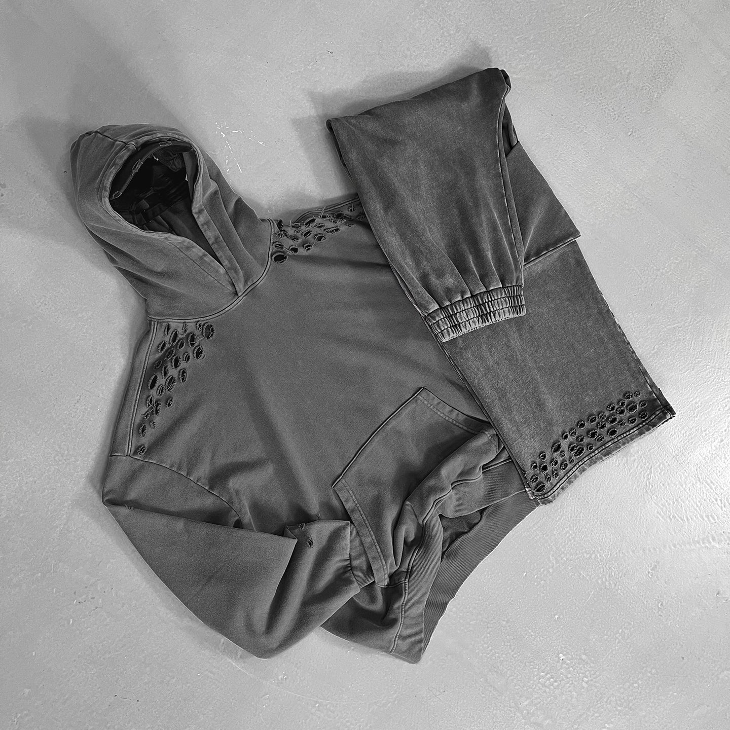400G Snow Wash Cutting Street Vintage Hoodies