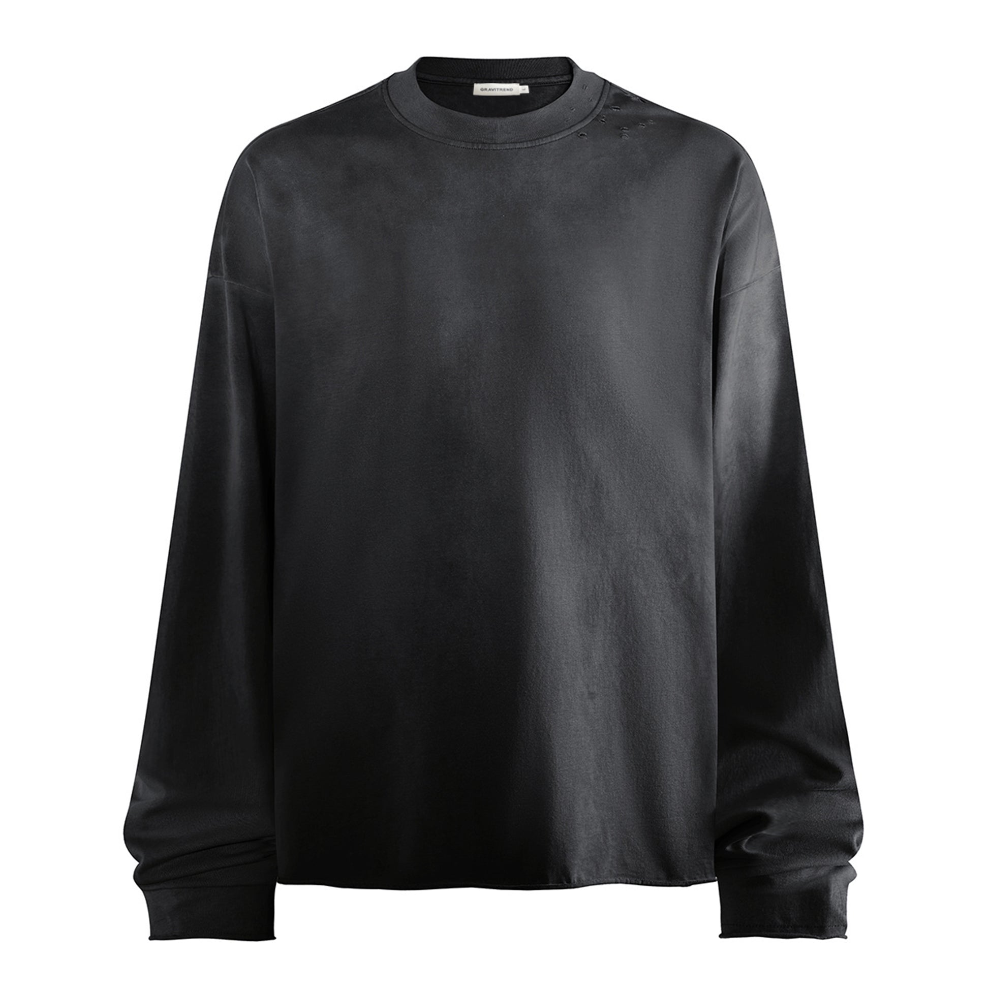 280G Casual Spray Roll Edge  Long Sleeve T Shirt