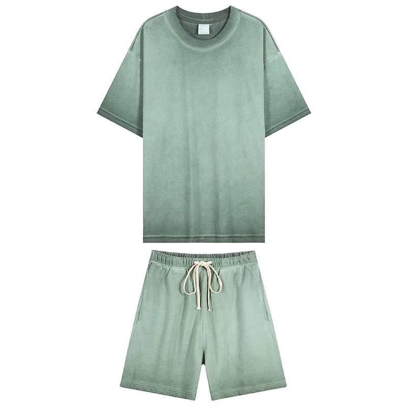 Summer Casual Set Women Men Short  Shirt Set