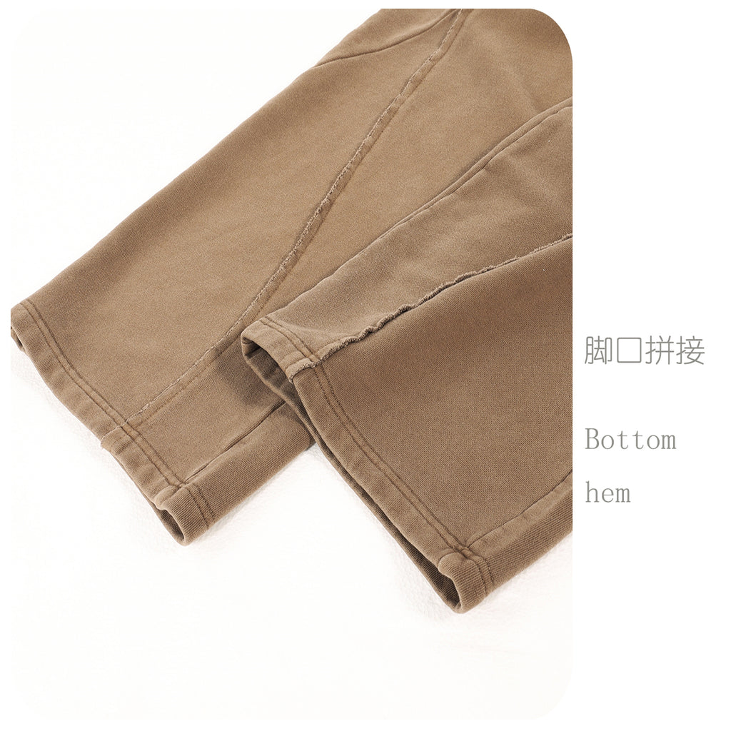 Vintage Street Asute Dye Brown Zipper Hoodies Sweatpants Set