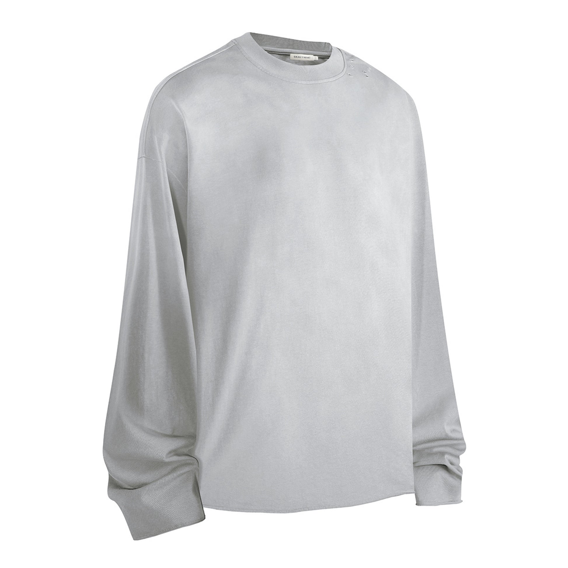 280G Casual Spray Roll Edge  Long Sleeve T Shirt