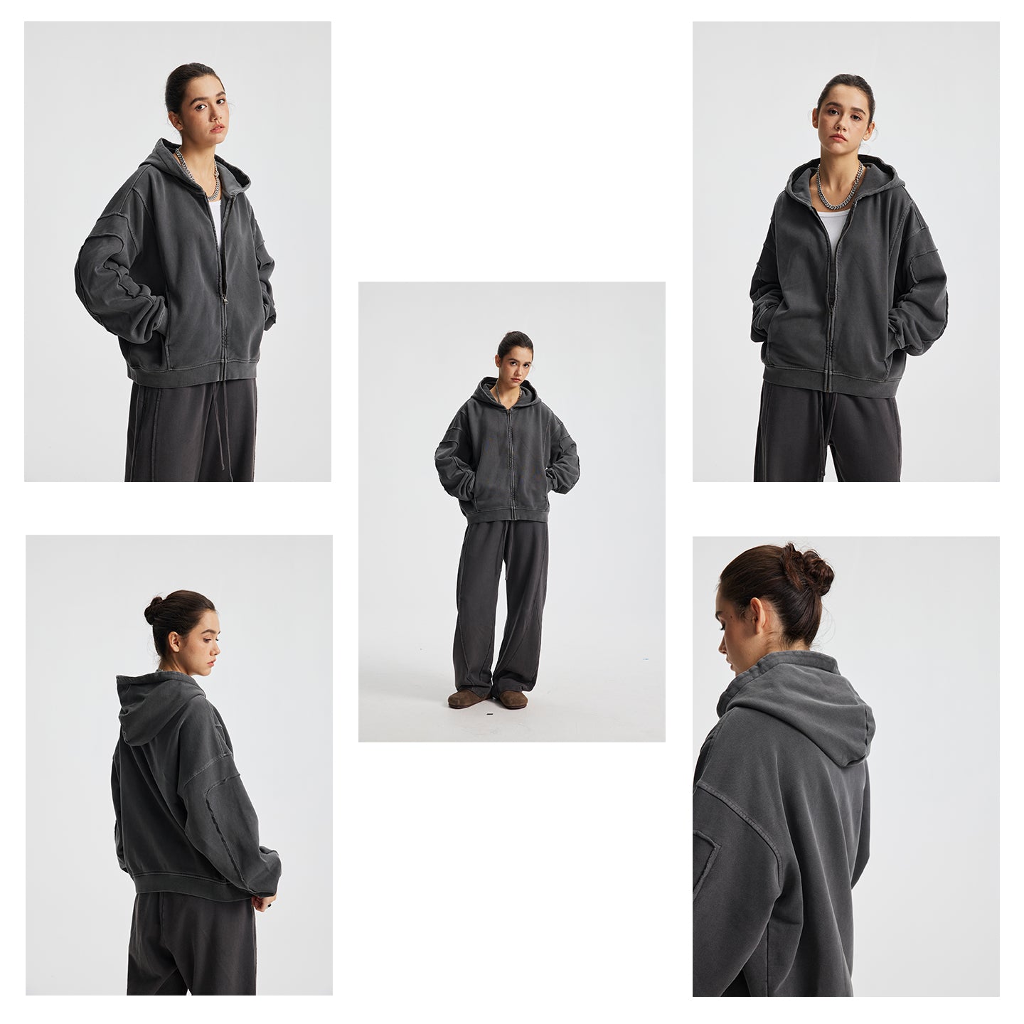 Vintage Street Asute Dye Brown Zipper Hoodies