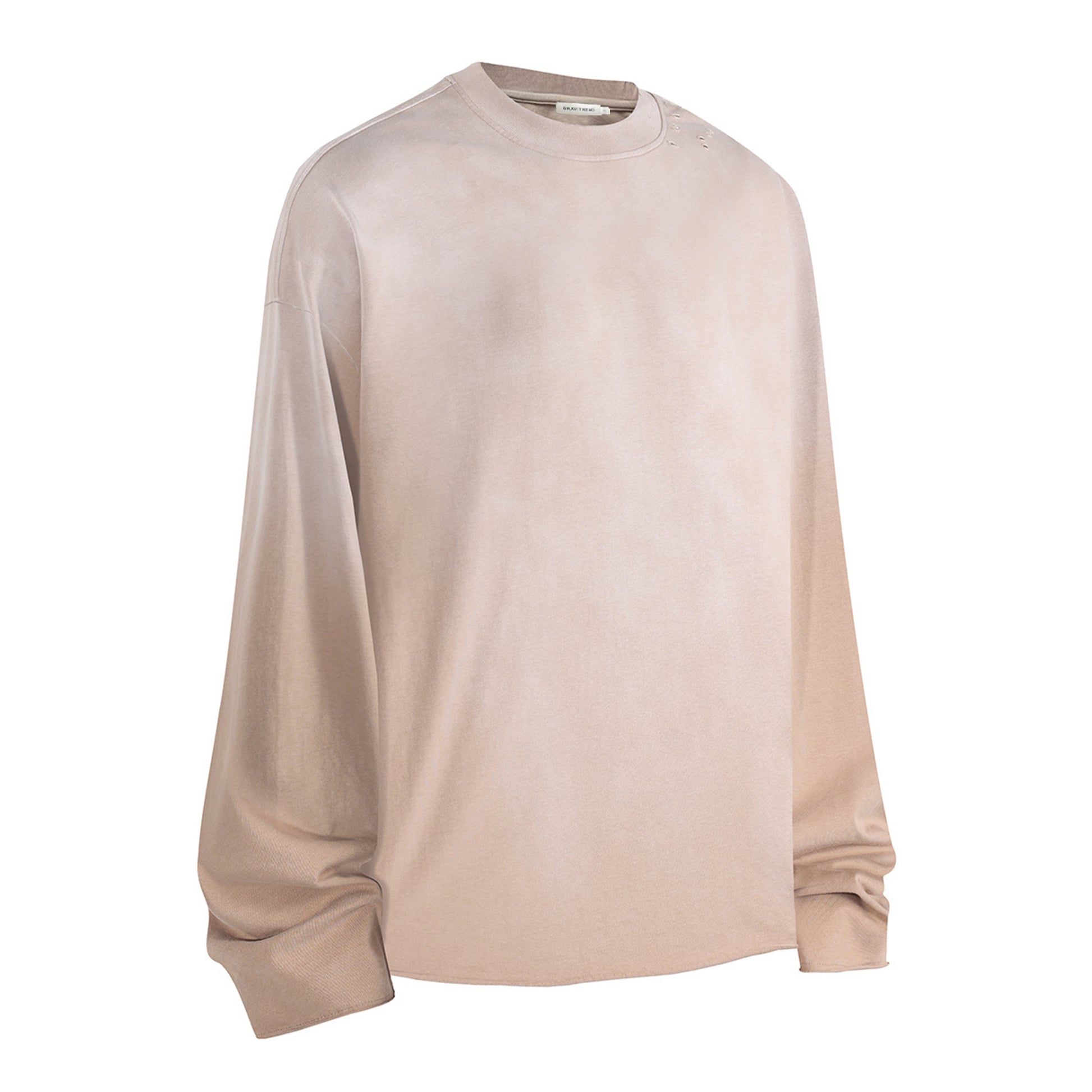 280G Casual Spray Roll Edge  Long Sleeve T Shirt