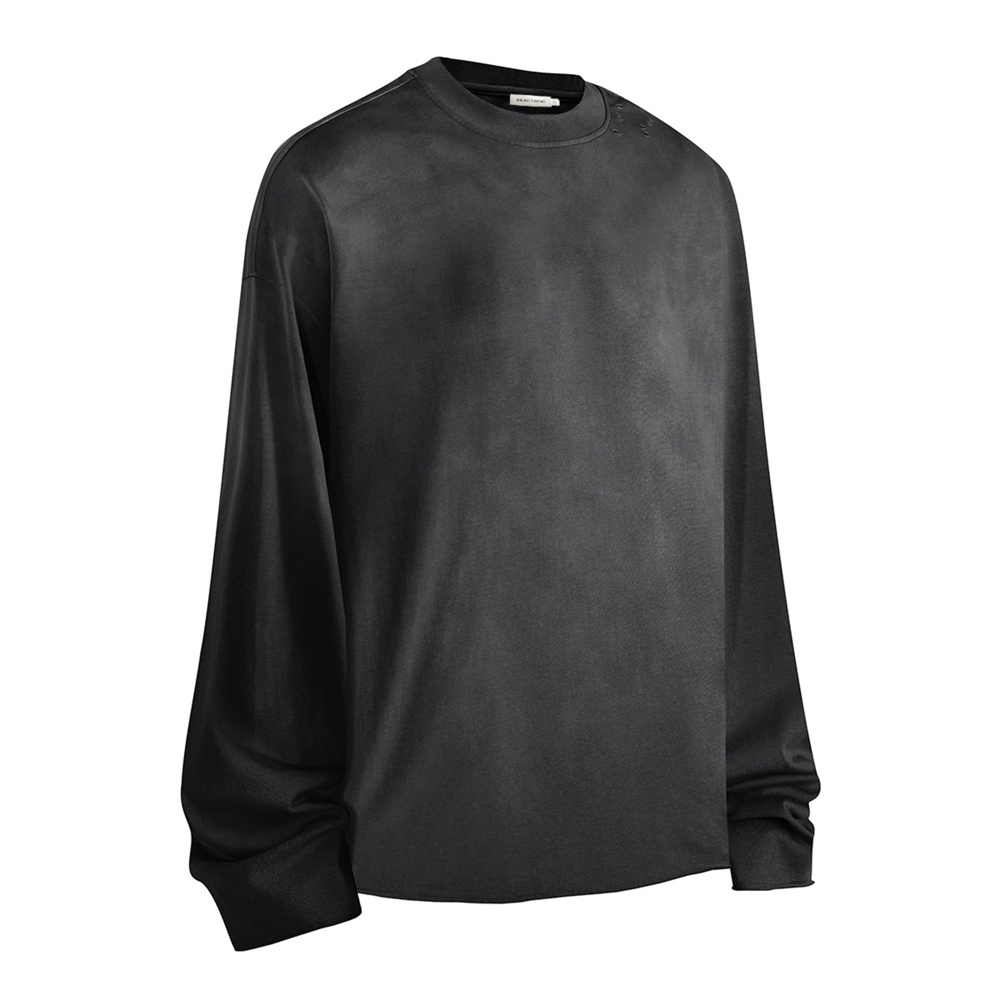 280G Casual Spray Roll Edge  Long Sleeve T Shirt