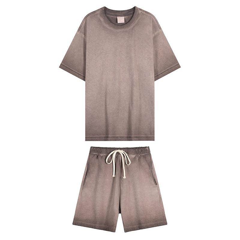 Summer Casual Set Women Men Short  Shirt Set