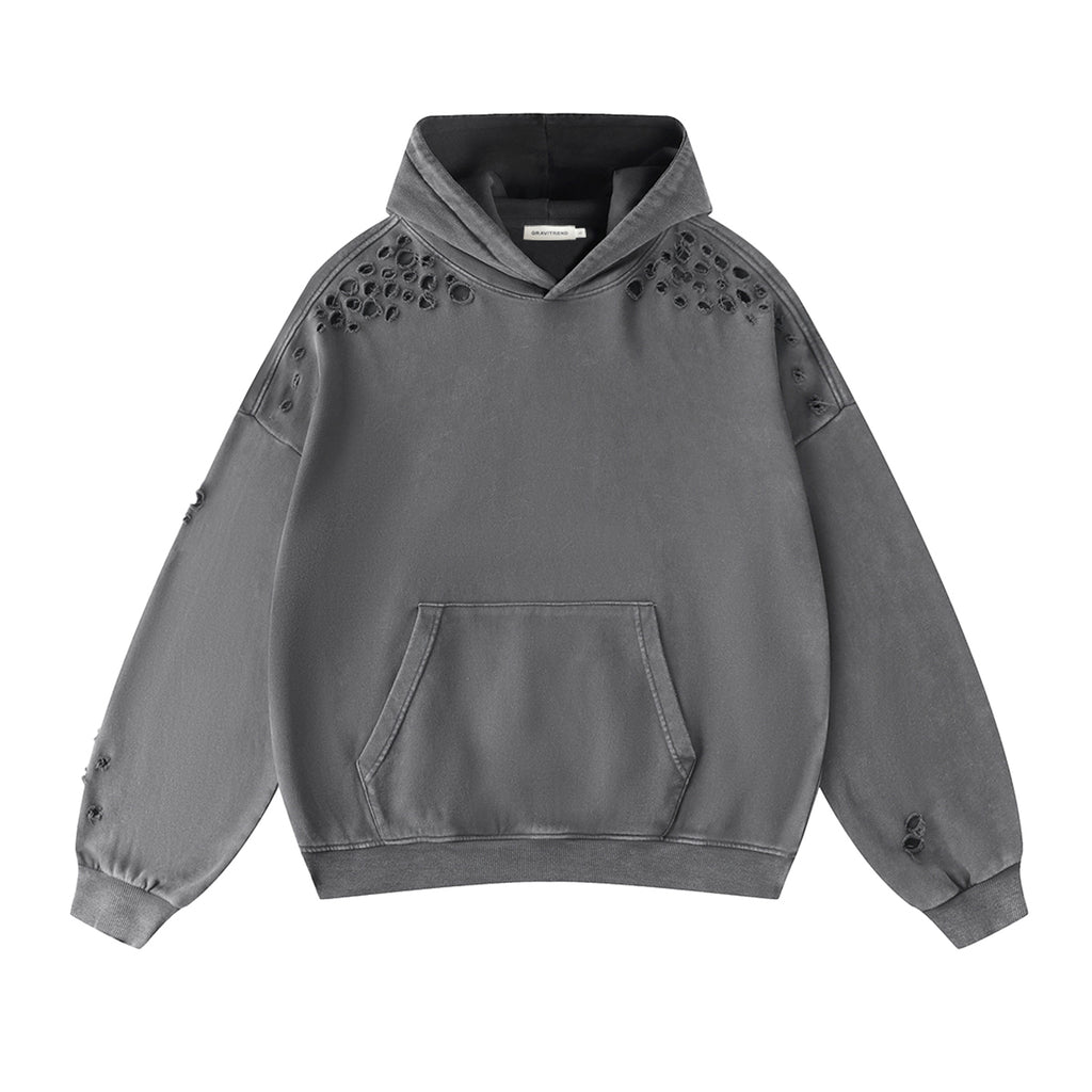 400G Snow Wash Cutting Street Vintage Hoodies