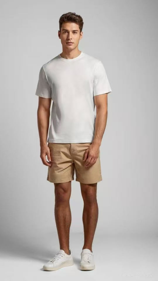 270G Men Batik Washed Vintage Sand Short Sleeve Faded Tee