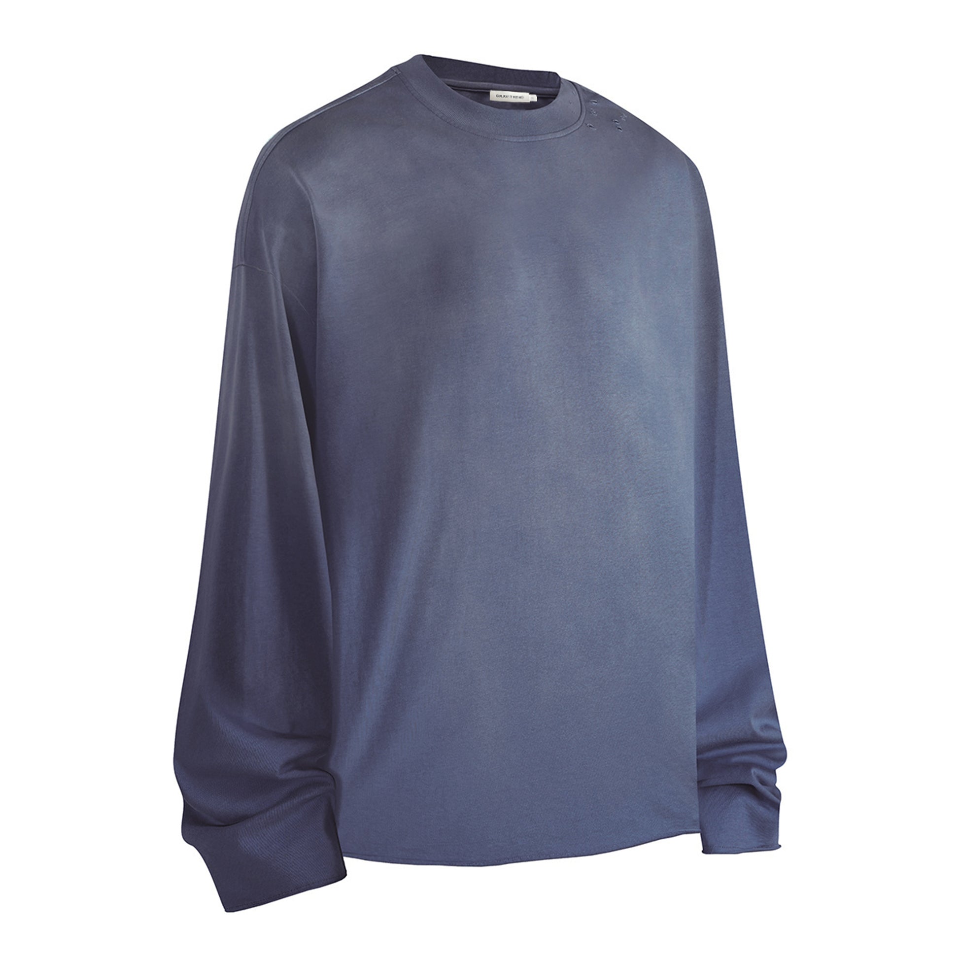 280G Casual Spray Roll Edge  Long Sleeve T Shirt