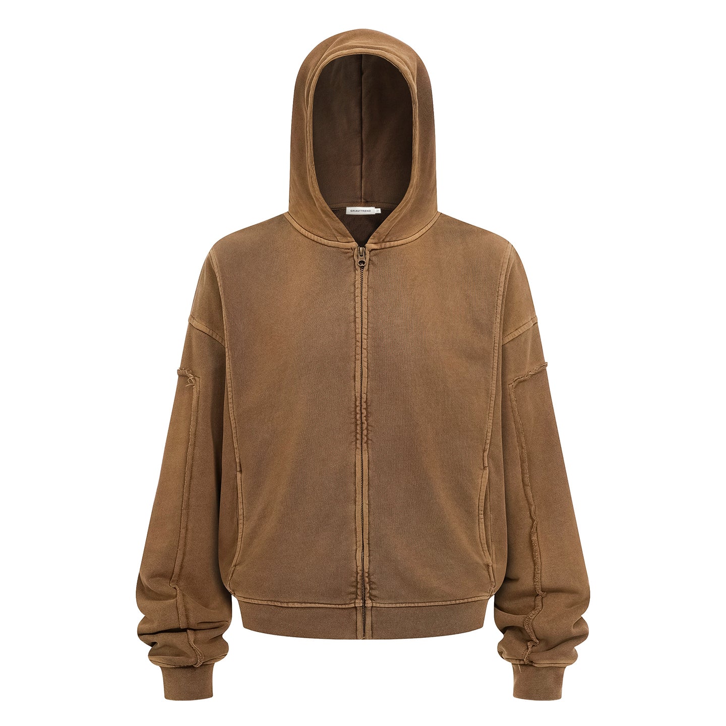 Vintage Street Asute Dye Brown Zipper Hoodies