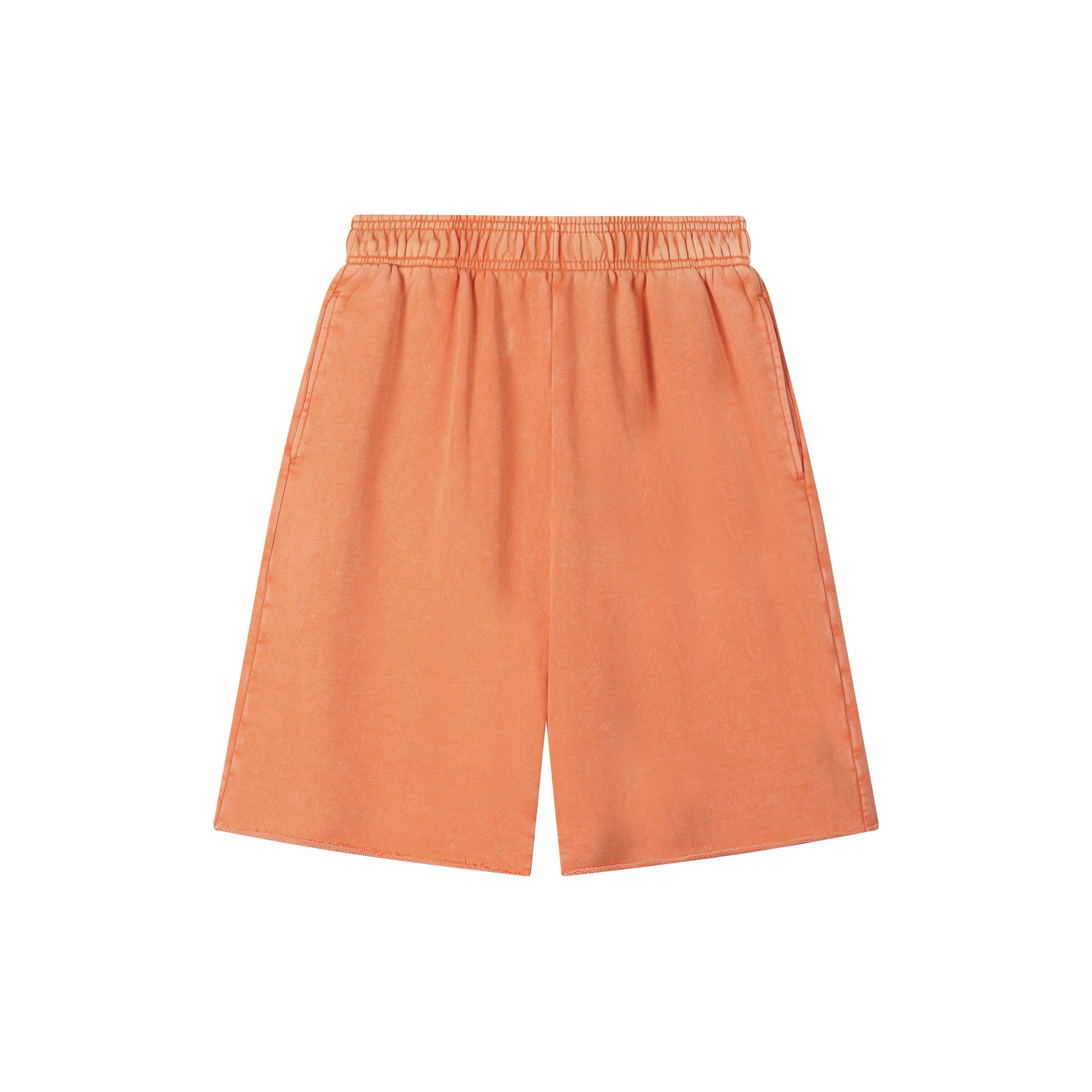 420G Orange Wax Wash Elastic Waistband Street Casual Shorts