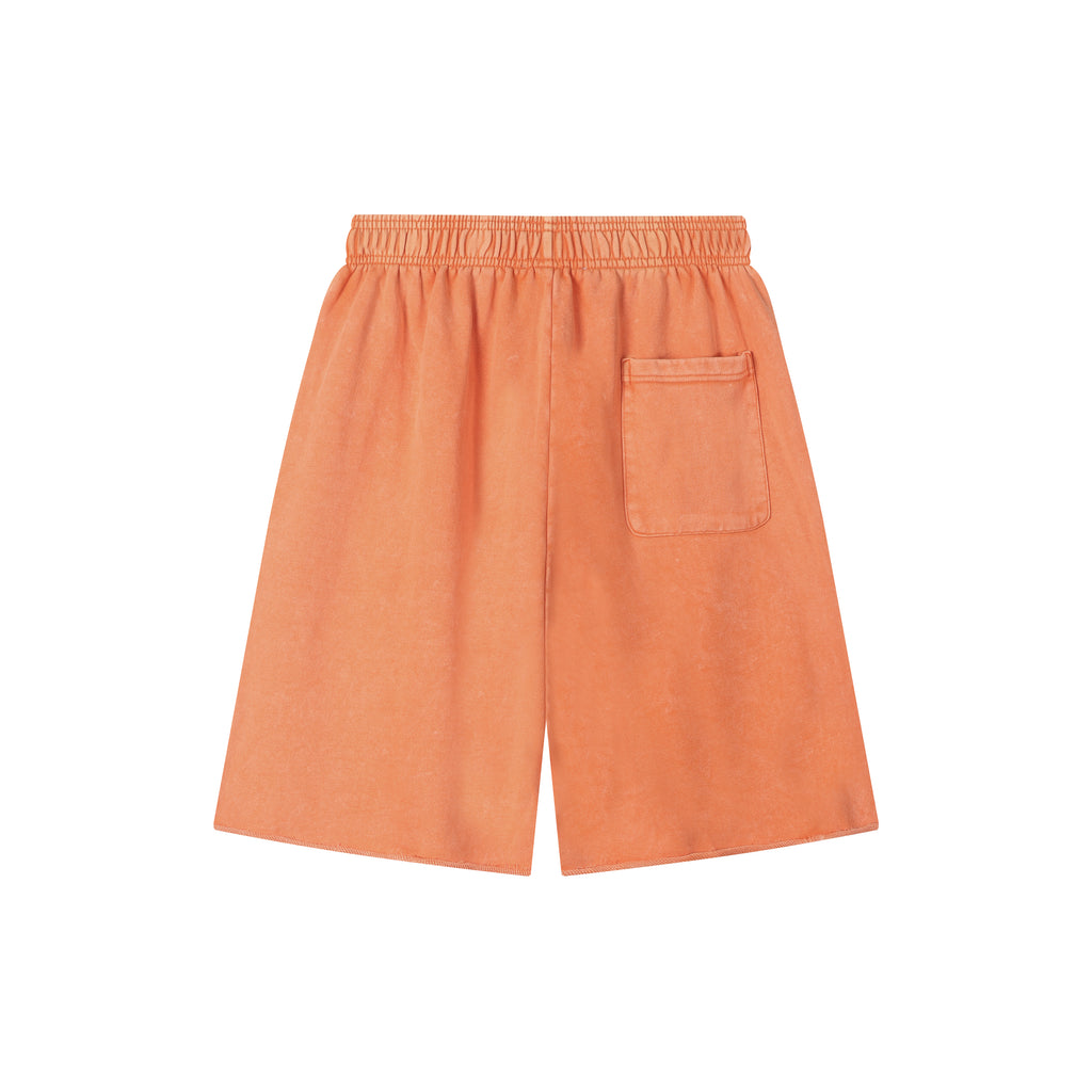 420G Orange Wax Wash Elastic Waistband Street Casual Shorts