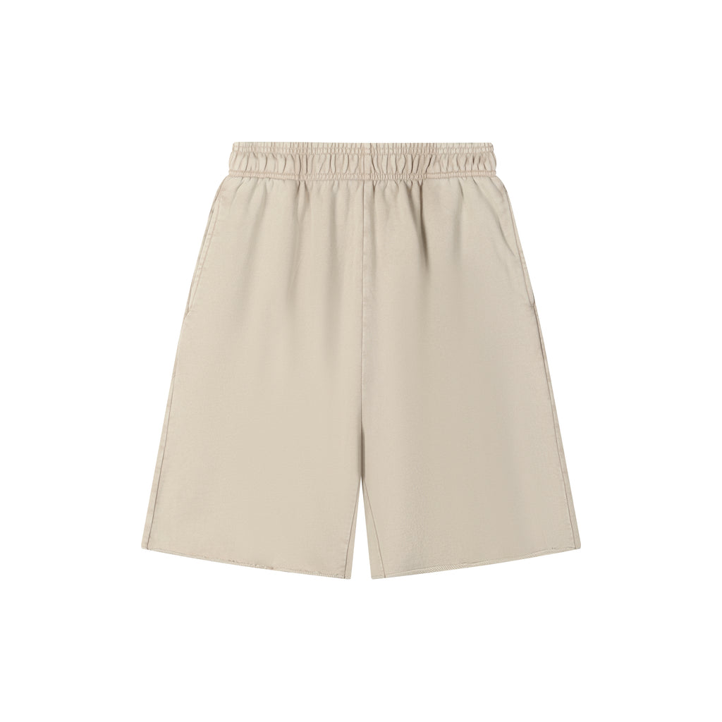 420G Beige Wax Wash Drawstring Street Casual Shorts