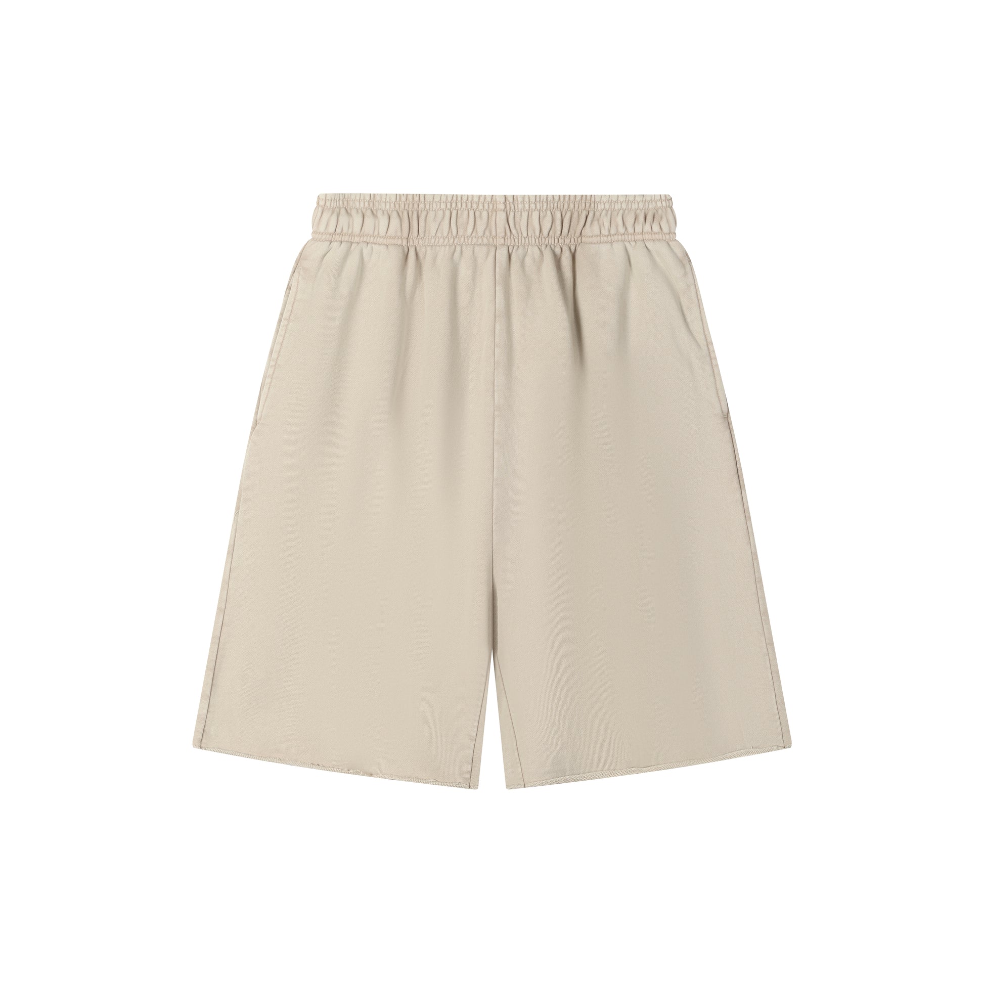 420G Beige Wax Wash Drawstring Street Casual Shorts