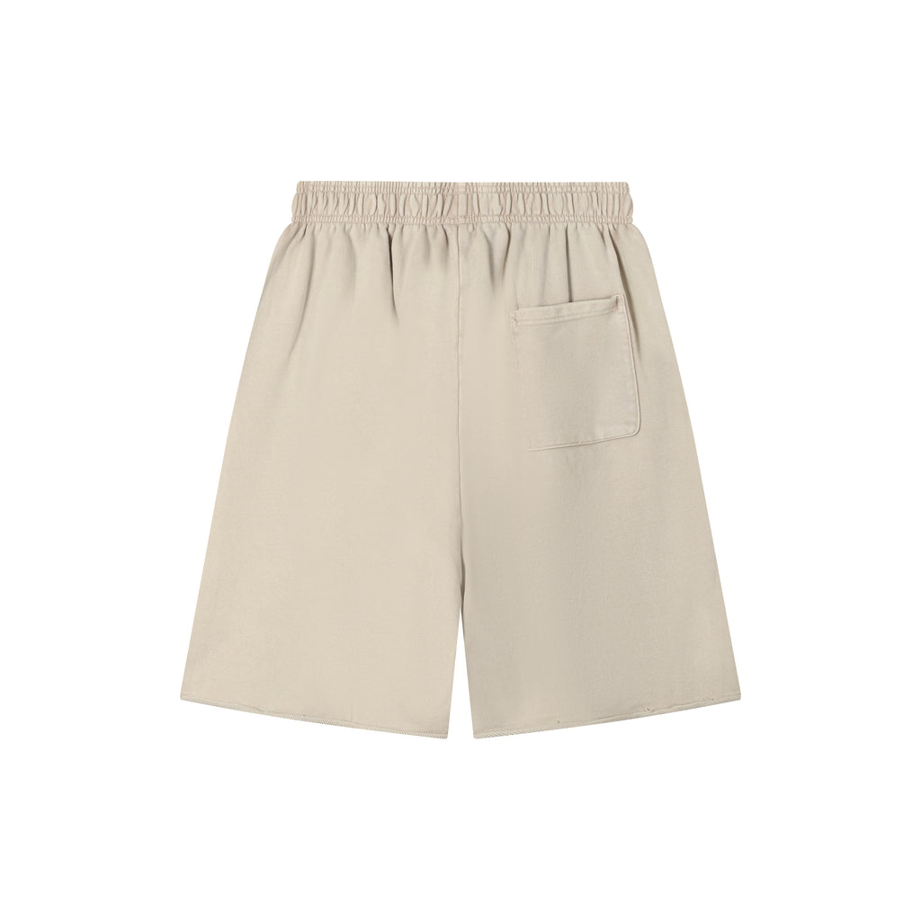 420G Beige Wax Wash Drawstring Street Casual Shorts