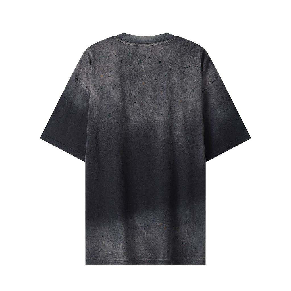 270G Royal Blue Distreeted Color Splatter Ink T Shirt