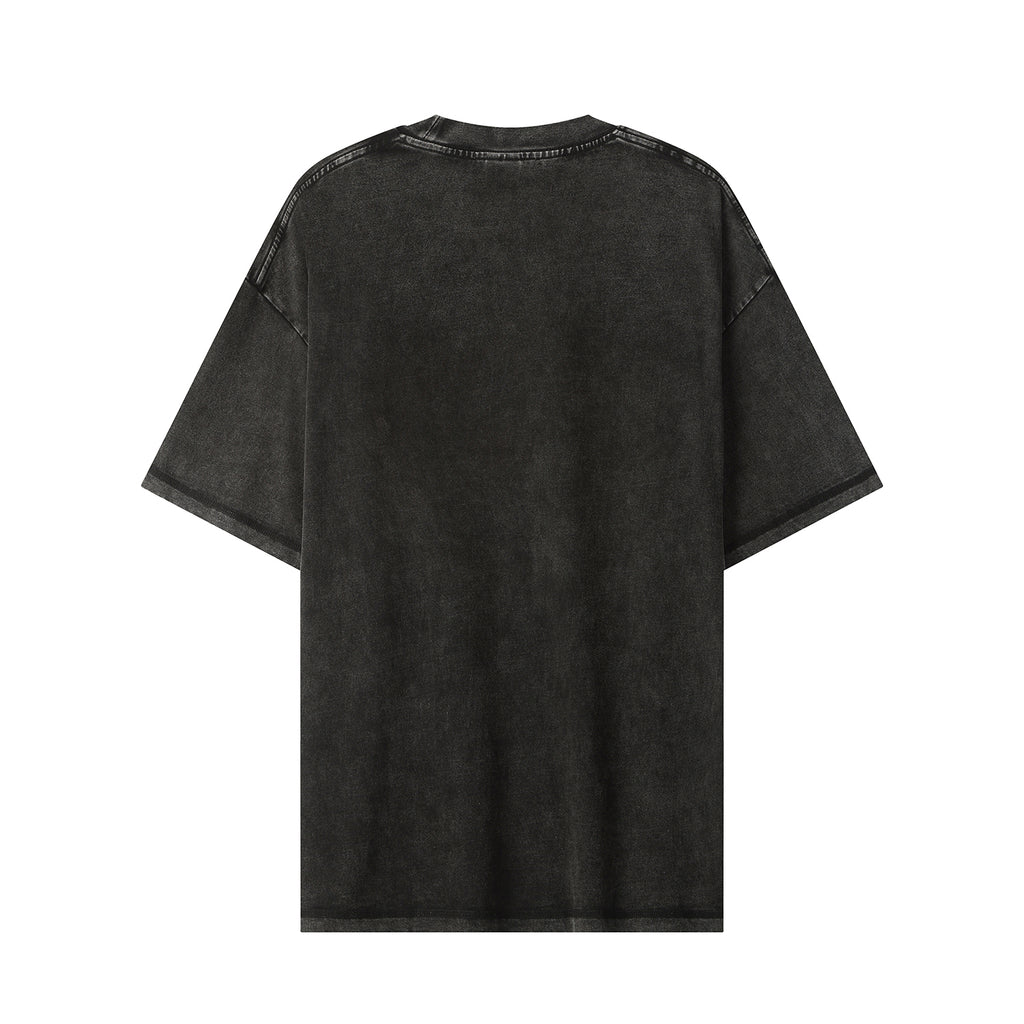 270G Men Batik Washed Vintage Black Faded Tee