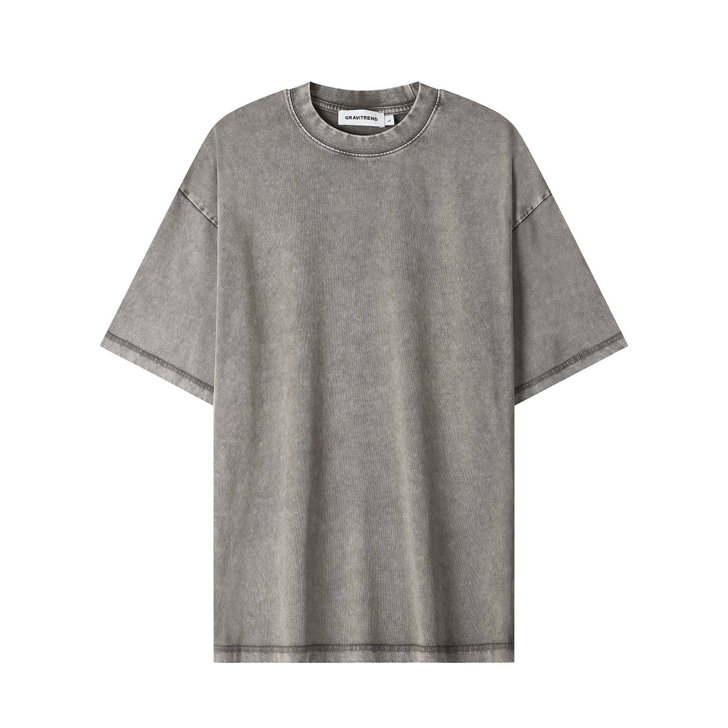 270G Men Batik Washed Vintage Faded Short Sleeve Gray Tee