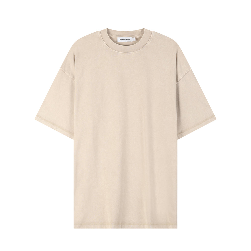 270G Men Batik Washed Vintage Creamy Apricot Short Sleeve Faded Tee