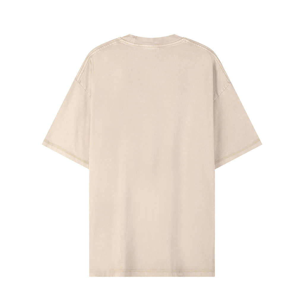 270G Men Batik Washed Vintage Creamy Apricot Short Sleeve Faded Tee