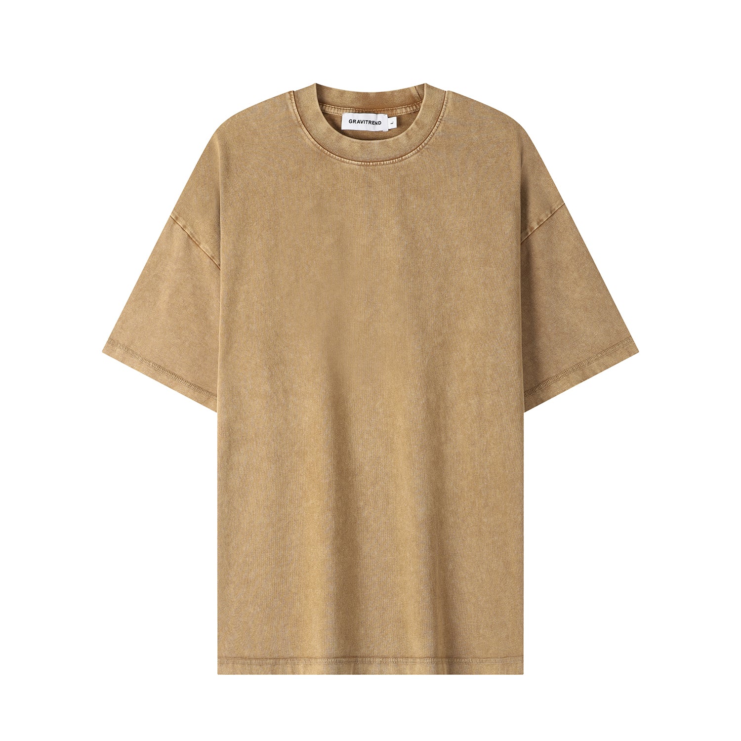 270G Men Batik Washed Vintage Sand Short Sleeve Faded Tee