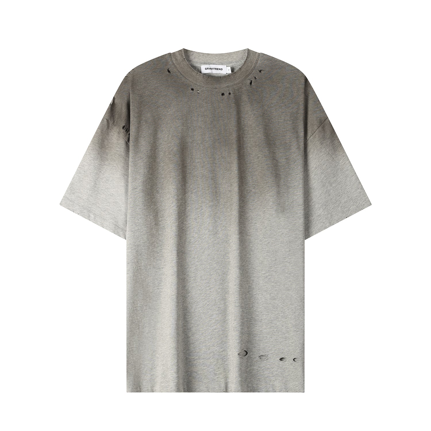 250G Heather Gray Spray Dyed Destroyed Short Sleeve T Shirts