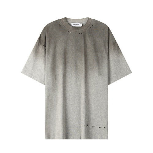 250G Heather Gray Spray Dyed Destroyed Short Sleeve T Shirts