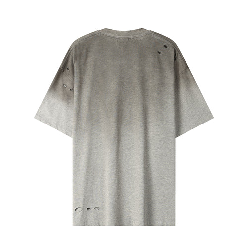 250G Heather Gray Spray Dyed Destroyed Short Sleeve T Shirts