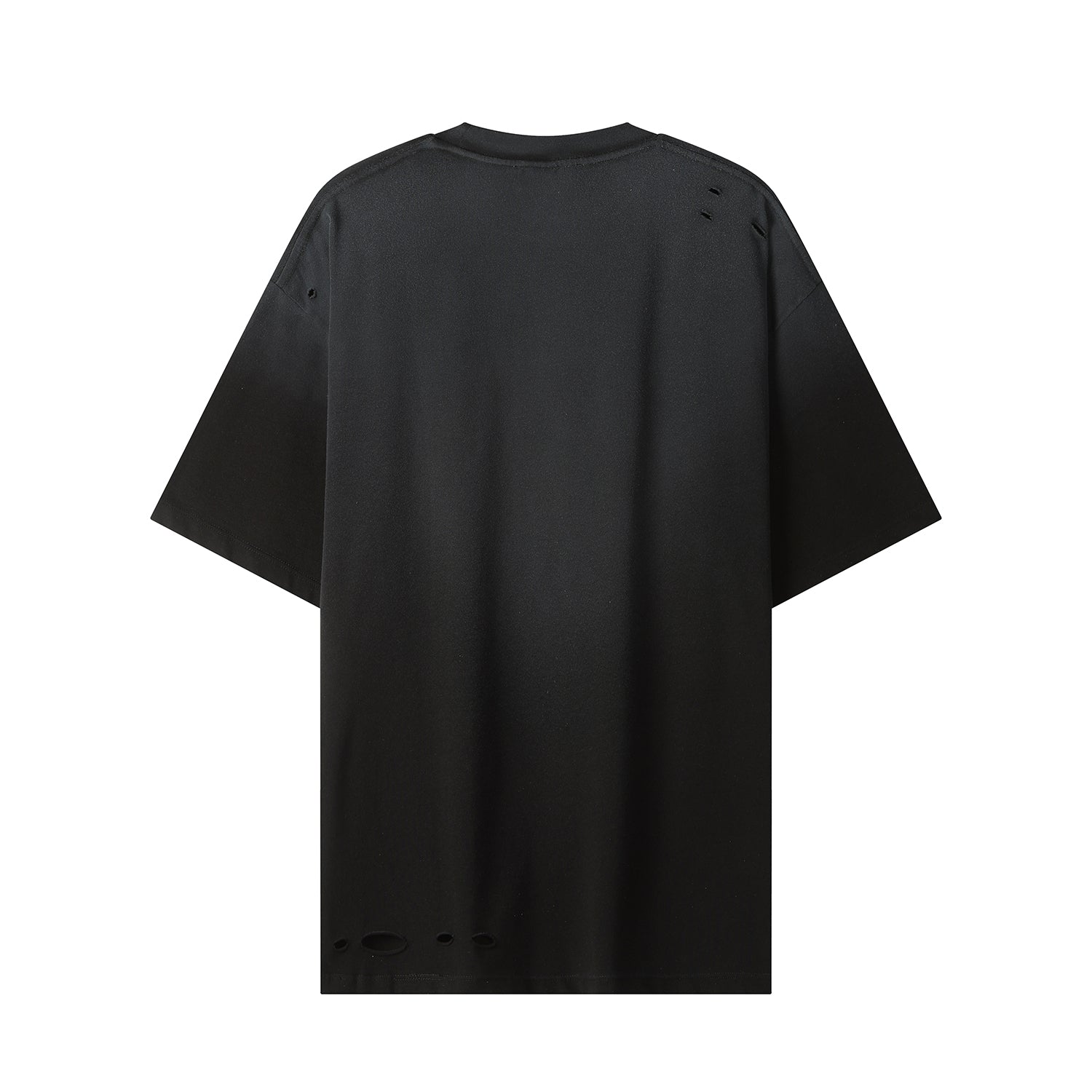250G Black Spray Dyed Destroyed Short Sleeve T Shirts