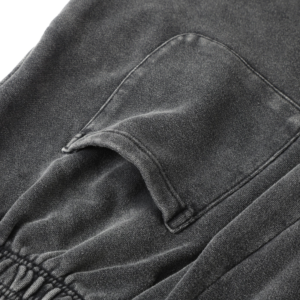 420G Black Wax Wash Drawstring Street Casual Shorts