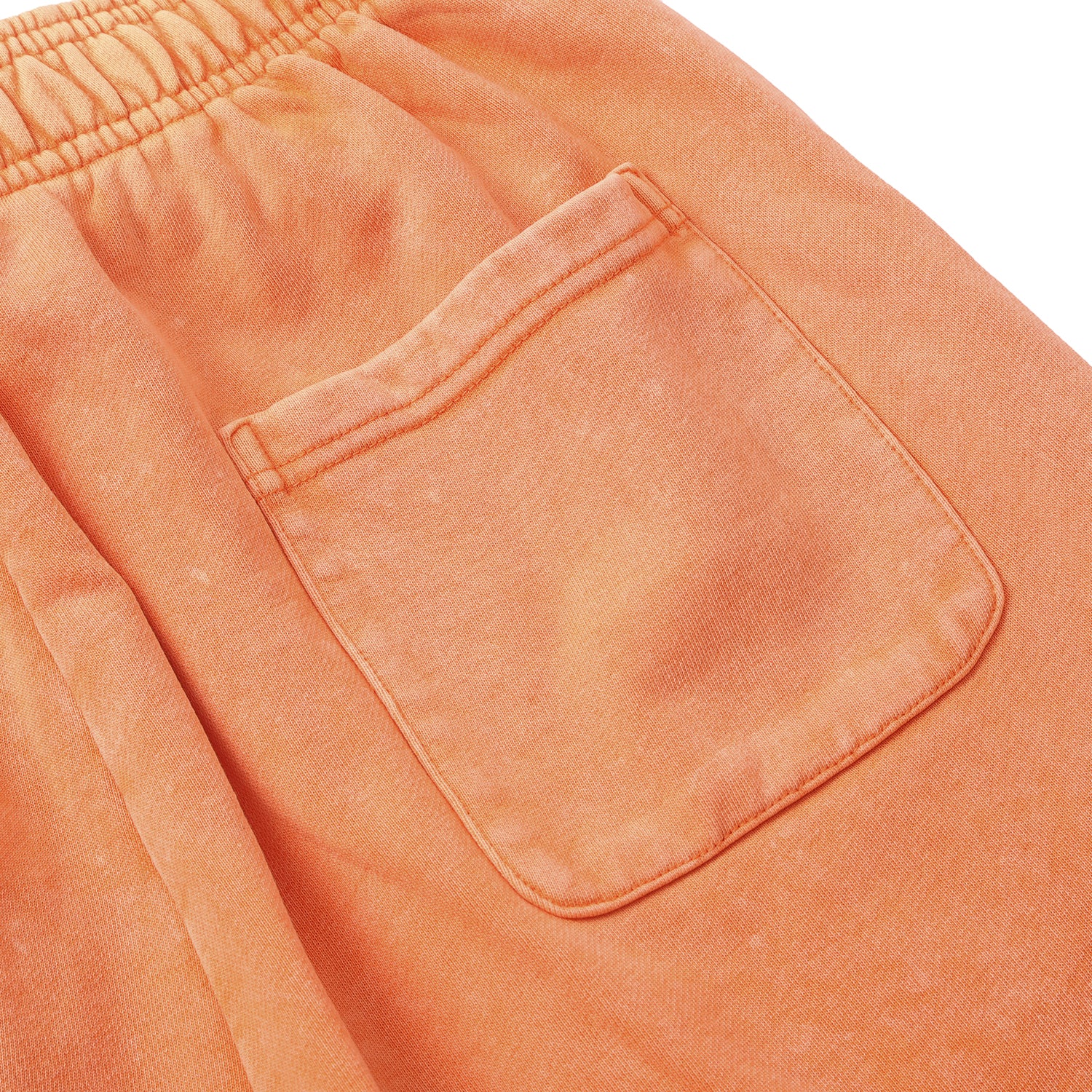 420G Orange Wax Wash Elastic Waistband Street Casual Shorts