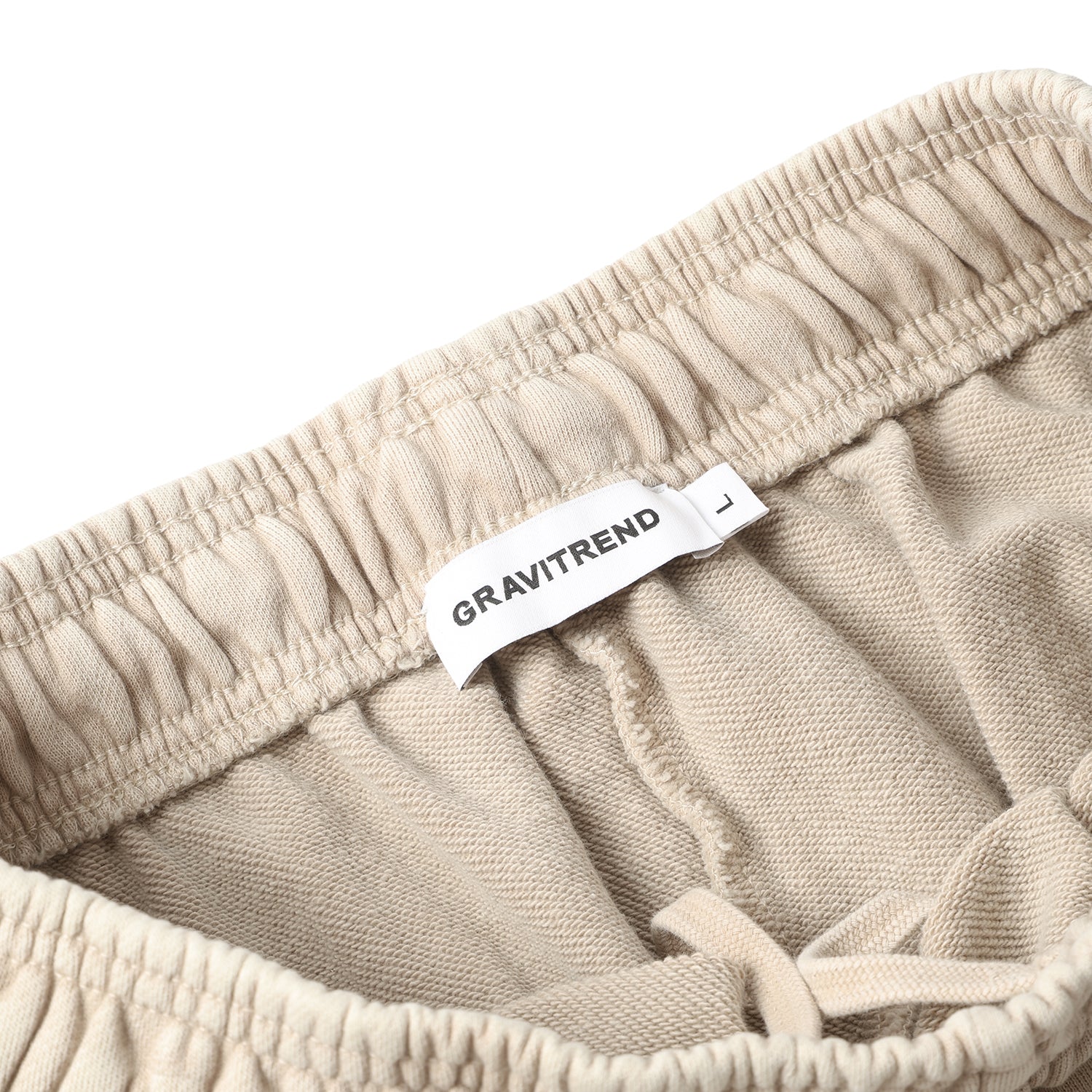 420G Beige Wax Wash Drawstring Street Casual Shorts