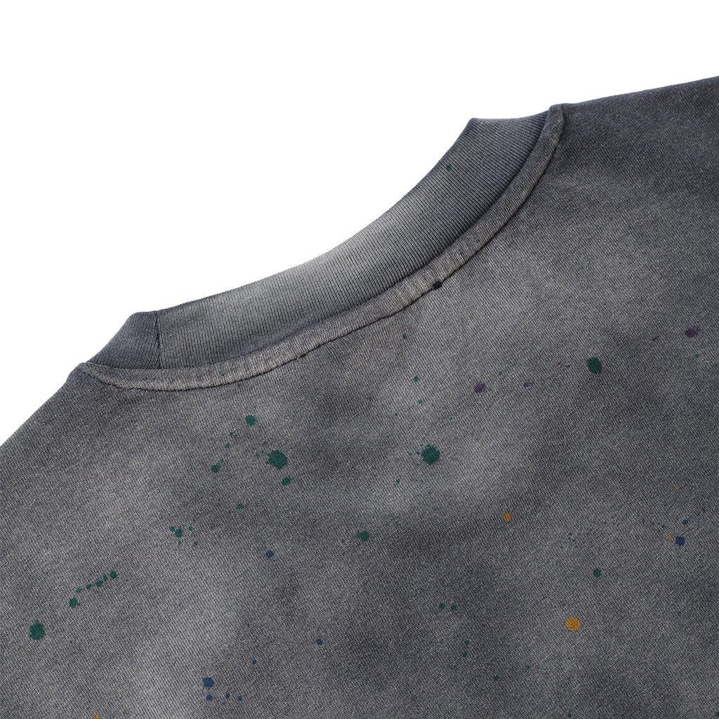 270G Royal Blue Distreeted Color Splatter Ink T Shirt