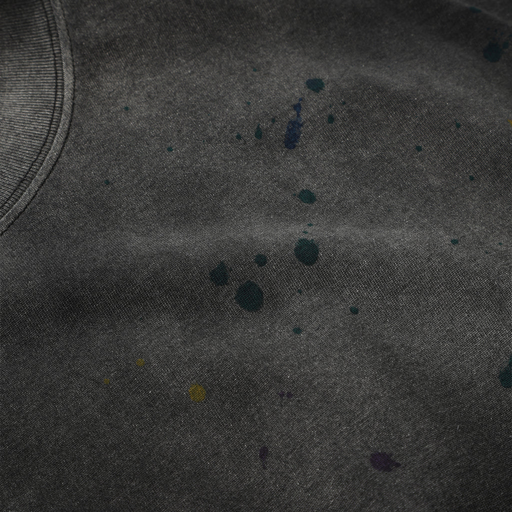 270G  Black Distreeted Color Splatter Ink Short Sleeve T Shirt
