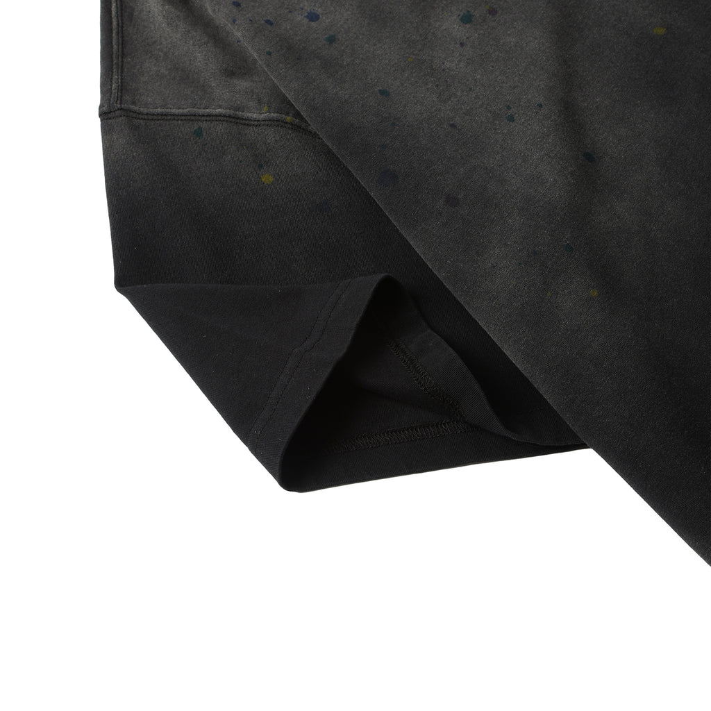 270G  Black Distreeted Color Splatter Ink Short Sleeve T Shirt