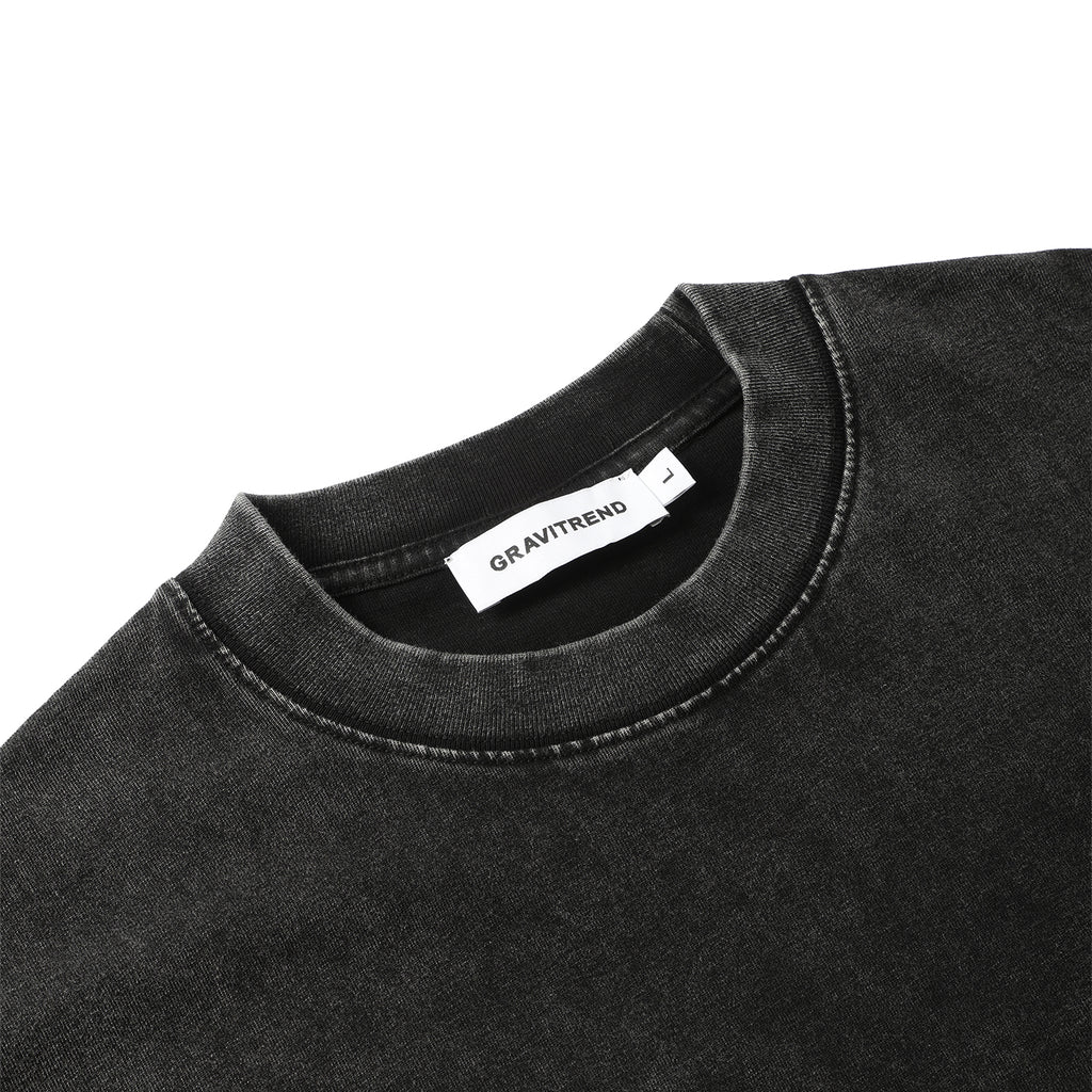 270G Men Batik Washed Vintage Black Faded Tee