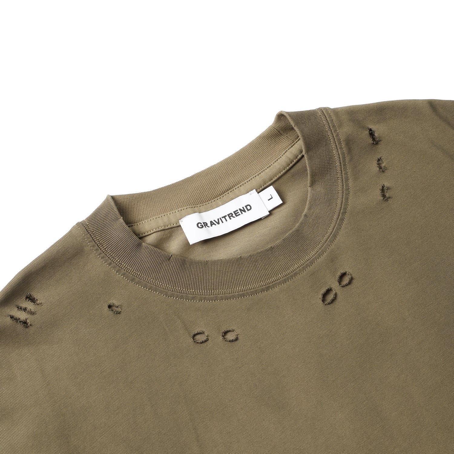 250G Light Coffe Spray Dyed Destroyed Short Sleeve T Shirts