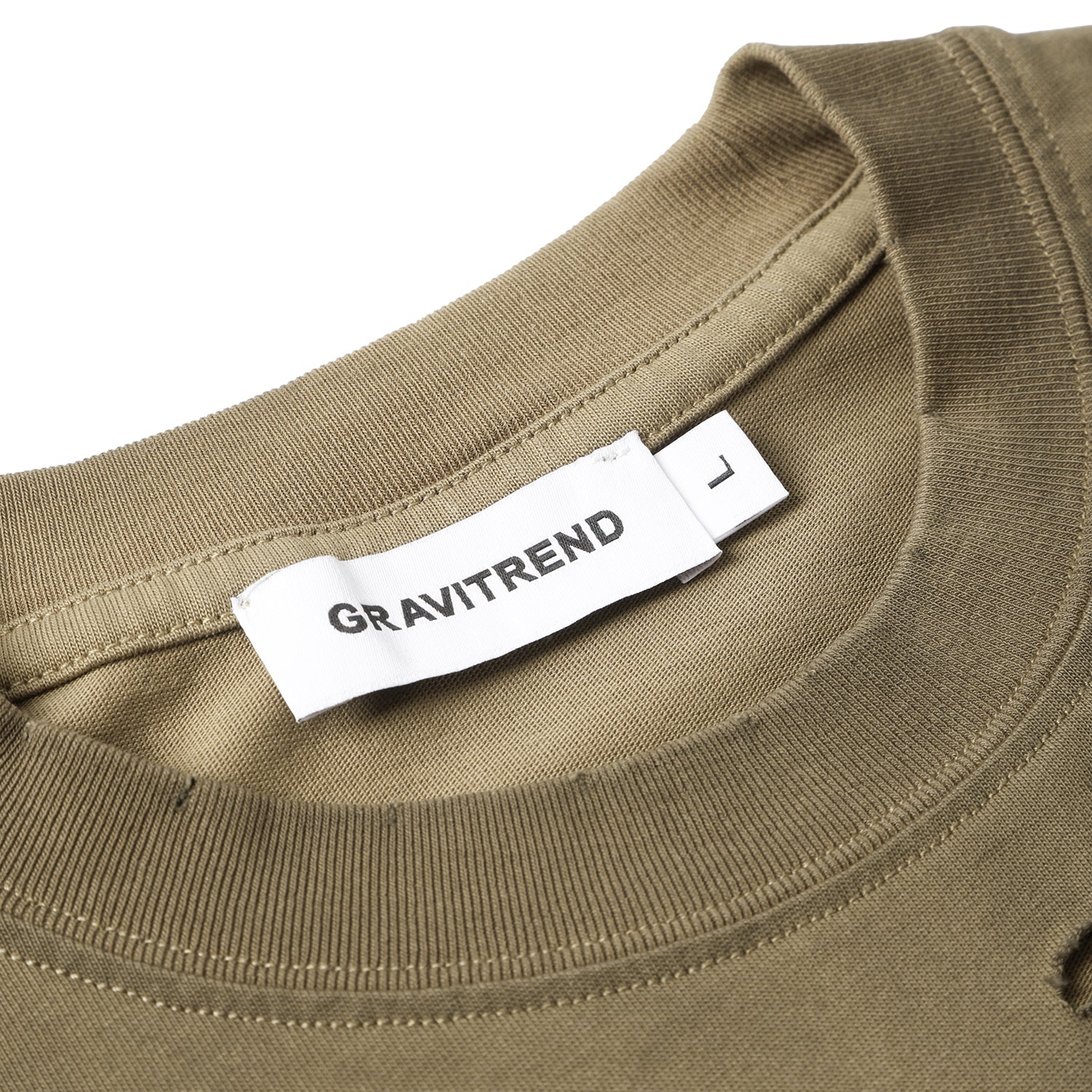 250G Light Coffe Spray Dyed Destroyed Short Sleeve T Shirts
