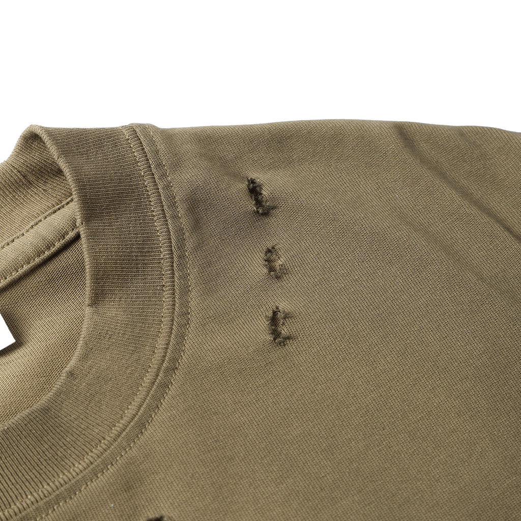 250G Light Coffe Spray Dyed Destroyed Short Sleeve T Shirts