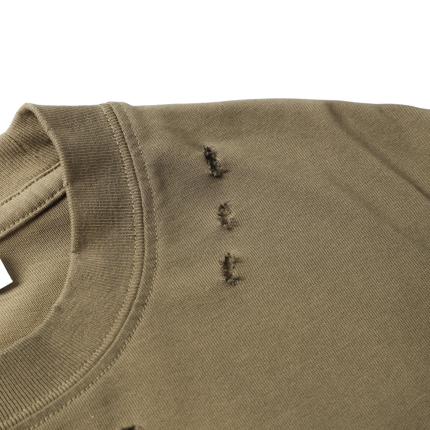 250G Light Coffe Spray Dyed Destroyed Short Sleeve T Shirts