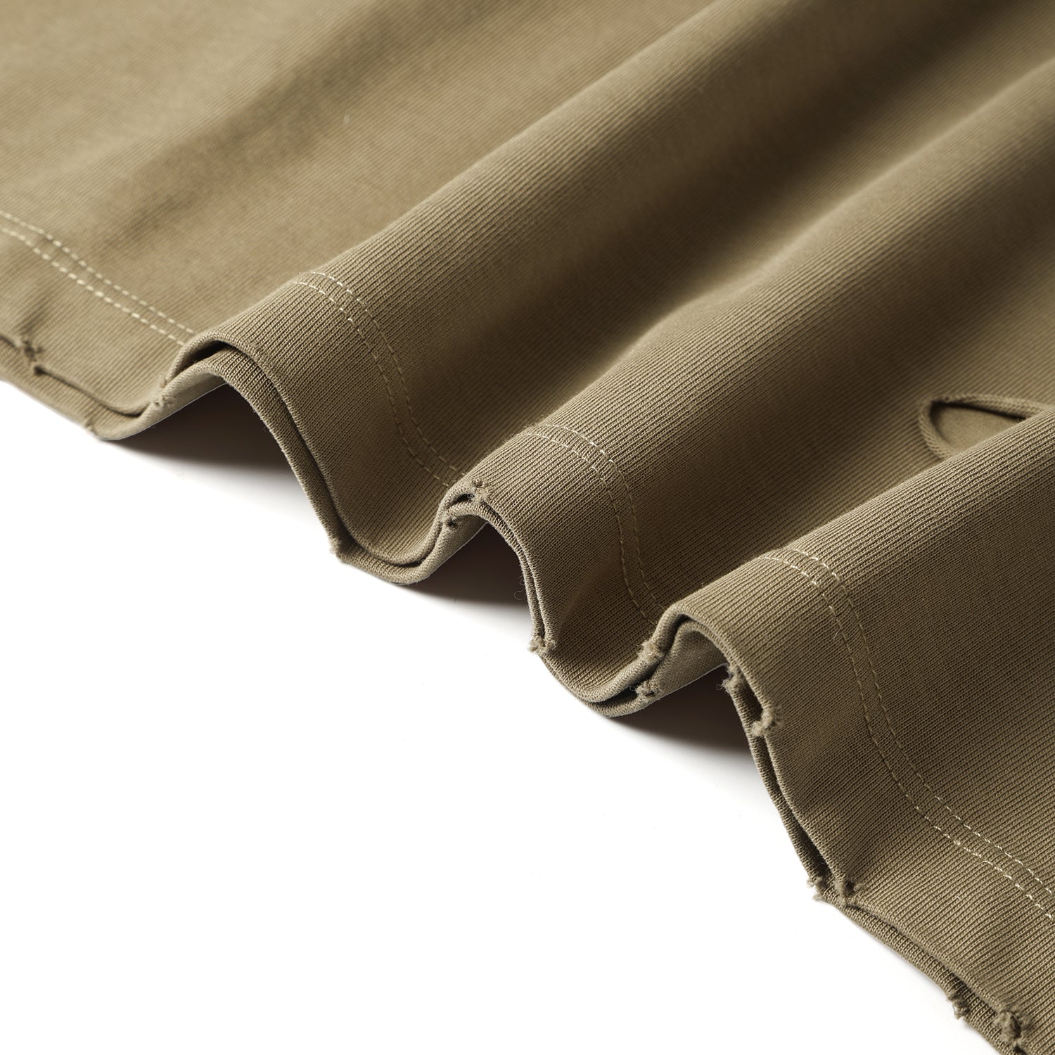250G Light Coffe Spray Dyed Destroyed Short Sleeve T Shirts