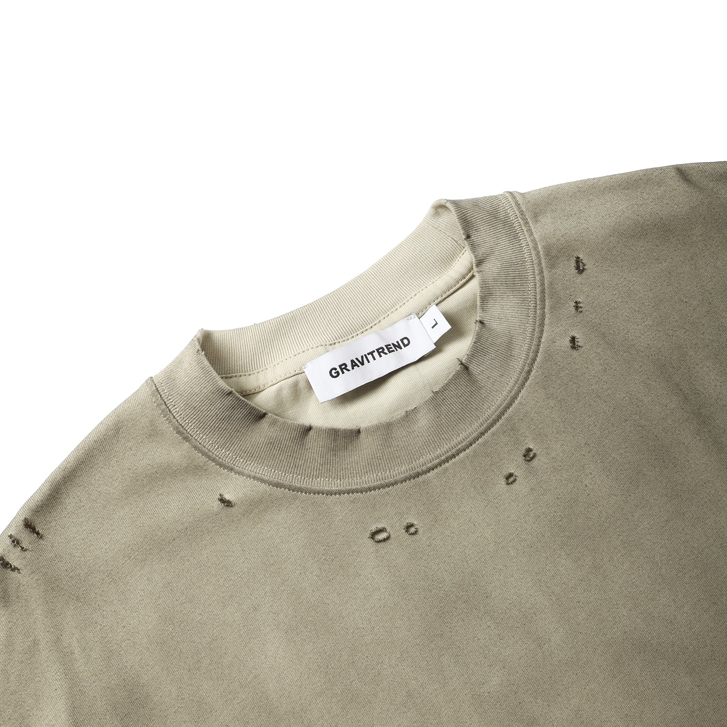 250G Apricot Spray Dyed Destroyed Short Sleeve T Shirts