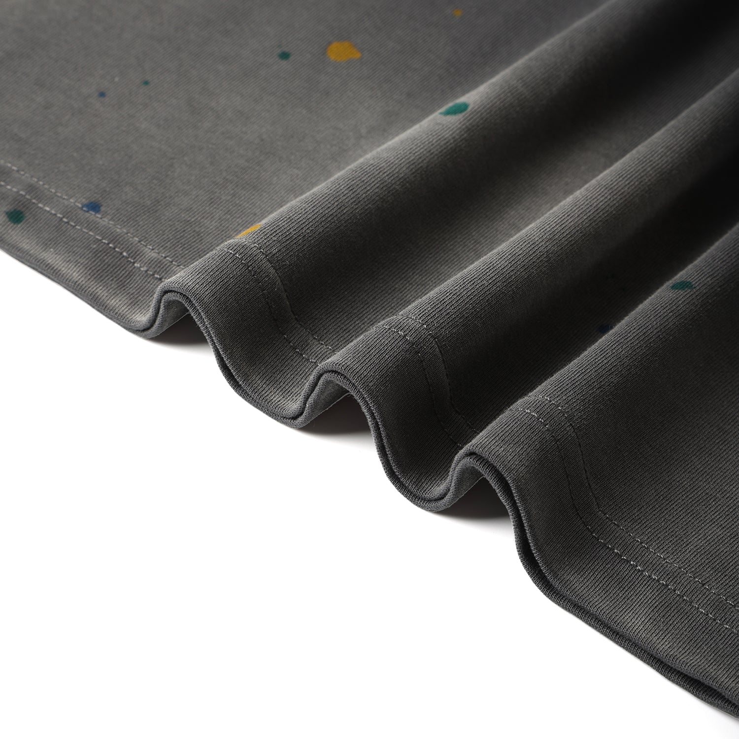 270G Charcoal Grey Distreeted Color Splatter Ink Short Sleeve T Shirt